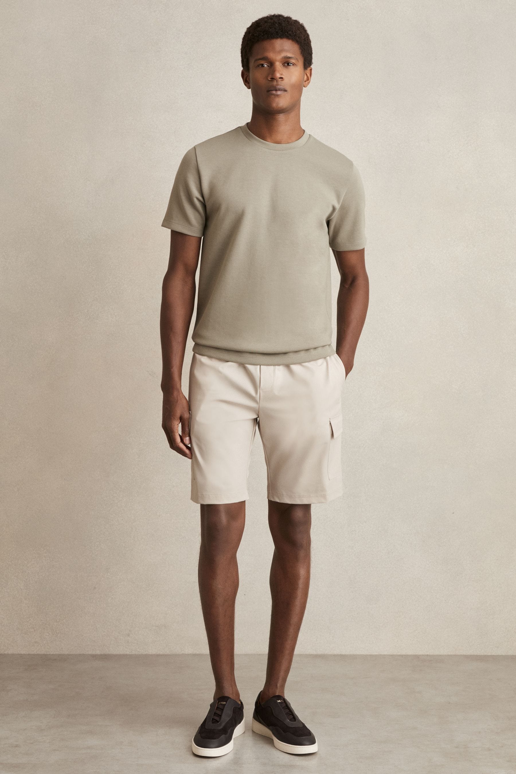 Reiss Stone Drawstring Technical Cargo Shorts