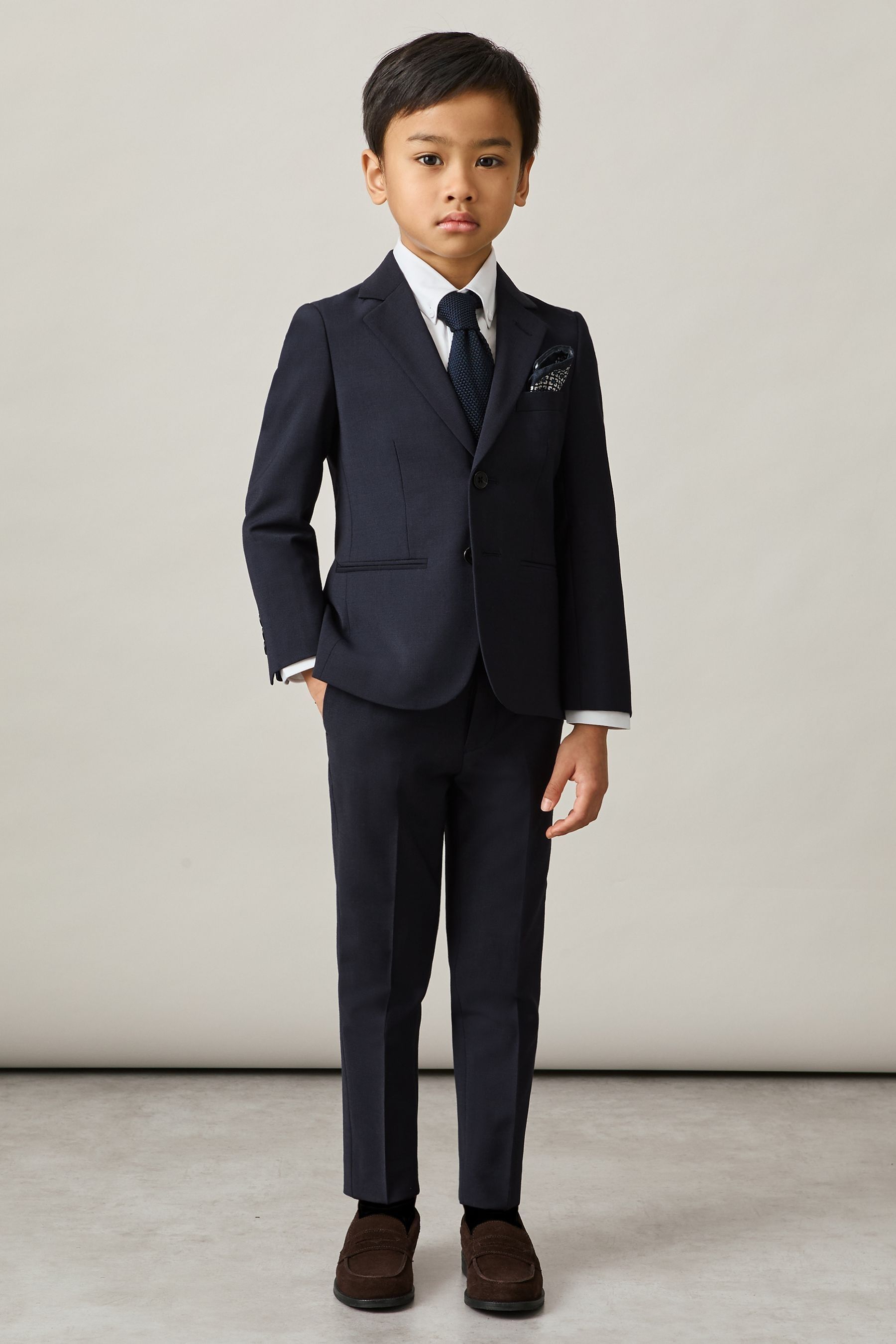 Reiss Navy Hope 9-14 Yrs Wool-blend Suit Trousers In Navy