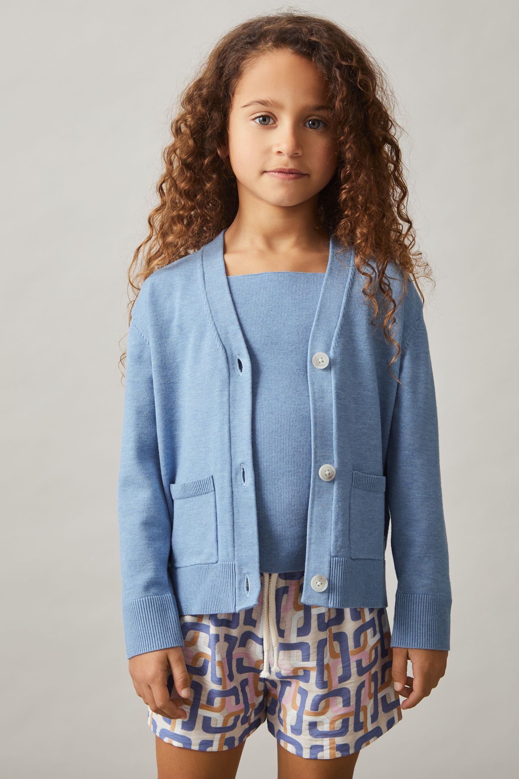 Reiss Blue 9-13 Yrs Compact Knit Top And Cardigan Set In Blue