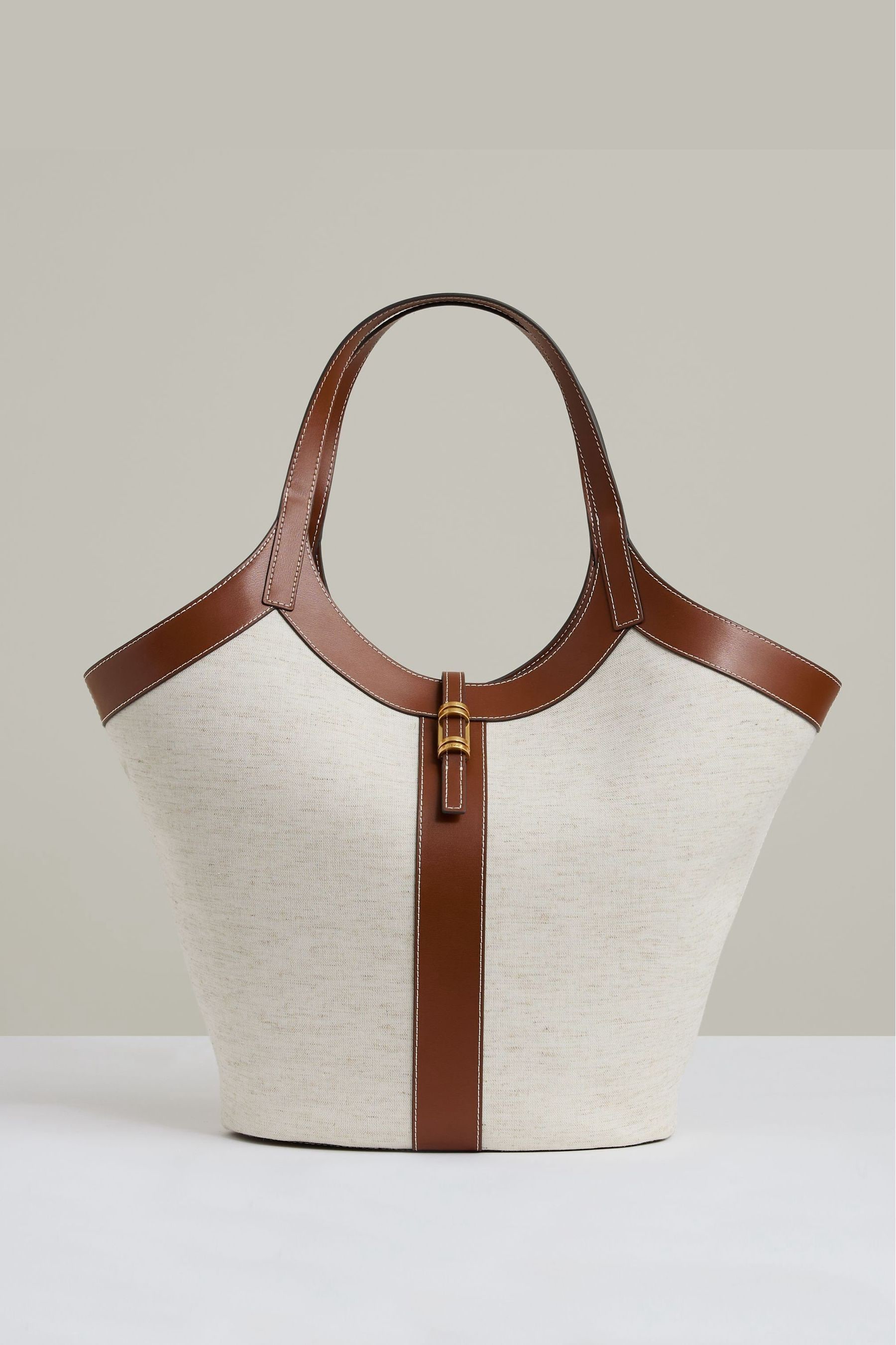 Reiss Natural Leather And Suede Tote Bag,