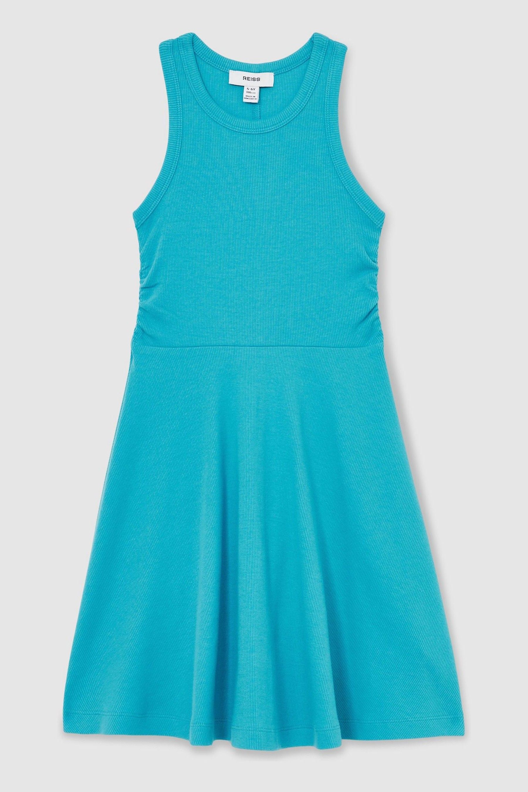 Shop Reiss Teal Eliza Jersey Ruched Skater Dress