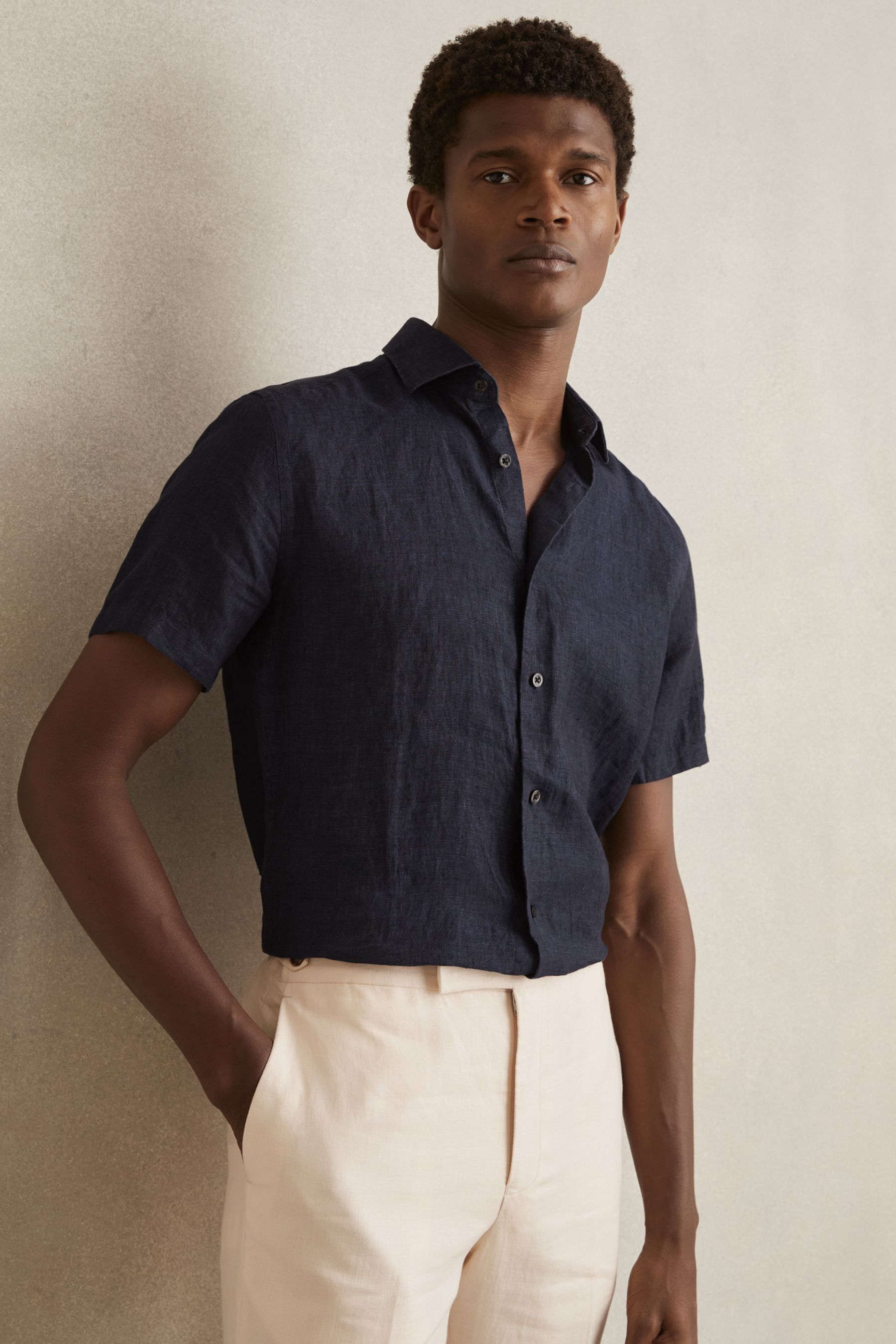 Reiss Holiday Short Sleeve Linen Shirt