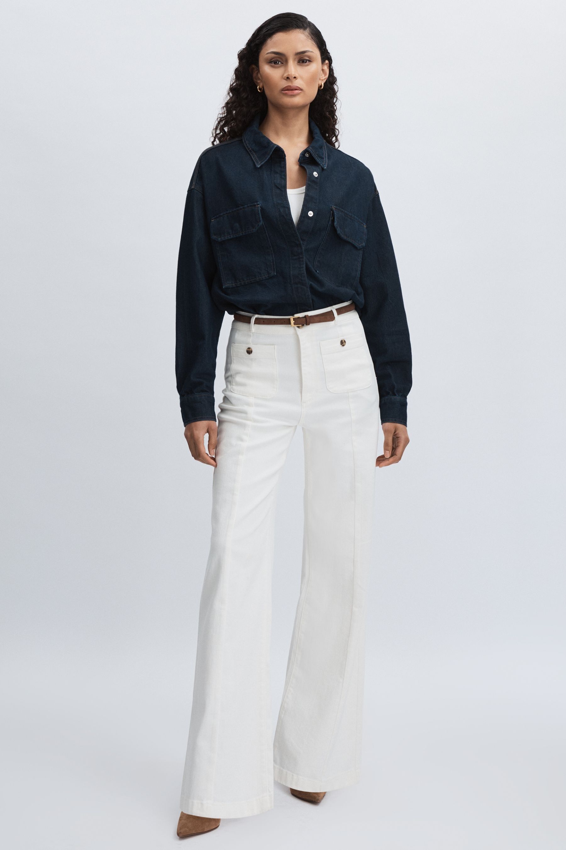 Paige Patch Pocket Jeans In Ecru
