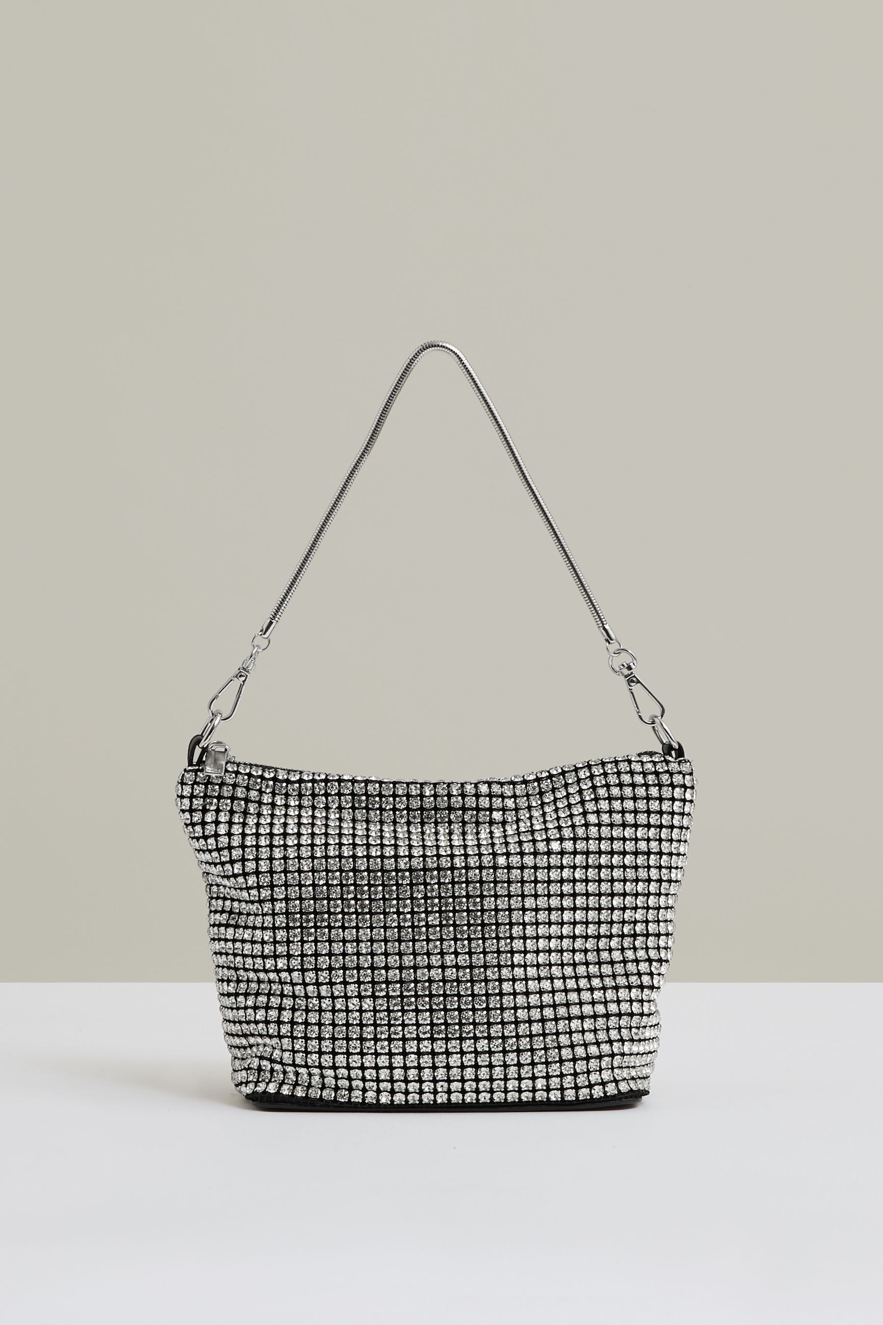 Reiss Silver Crystal Bracelet Pouch Bag,