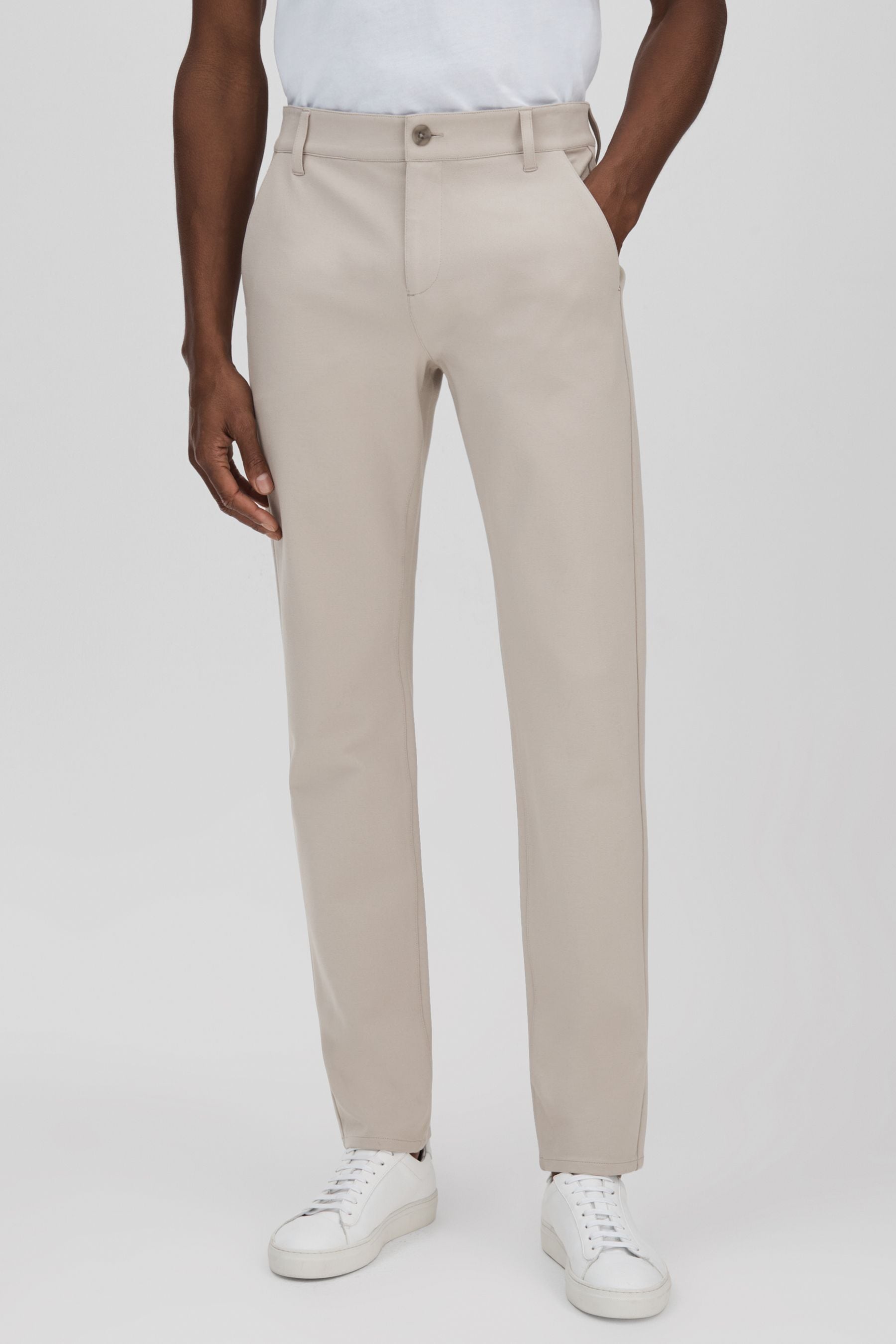 Shop Paige Tapered Stretch Trousers In Oyster