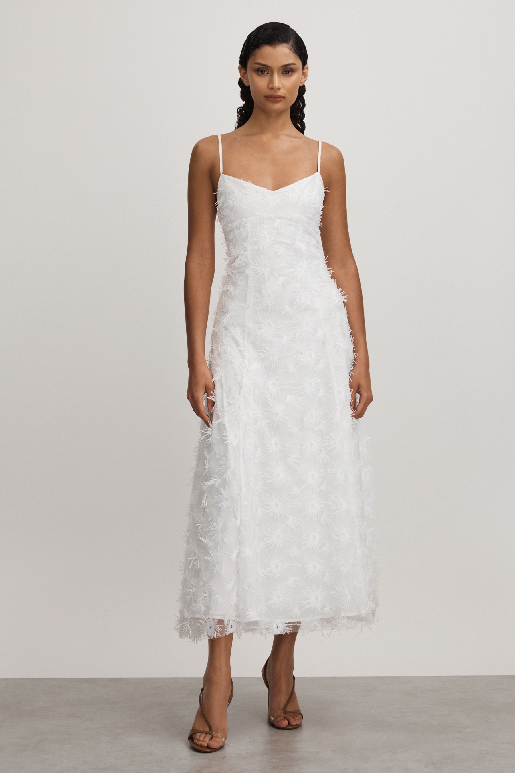 Anna Quan Applique Drop Waist Maxi Dress In White