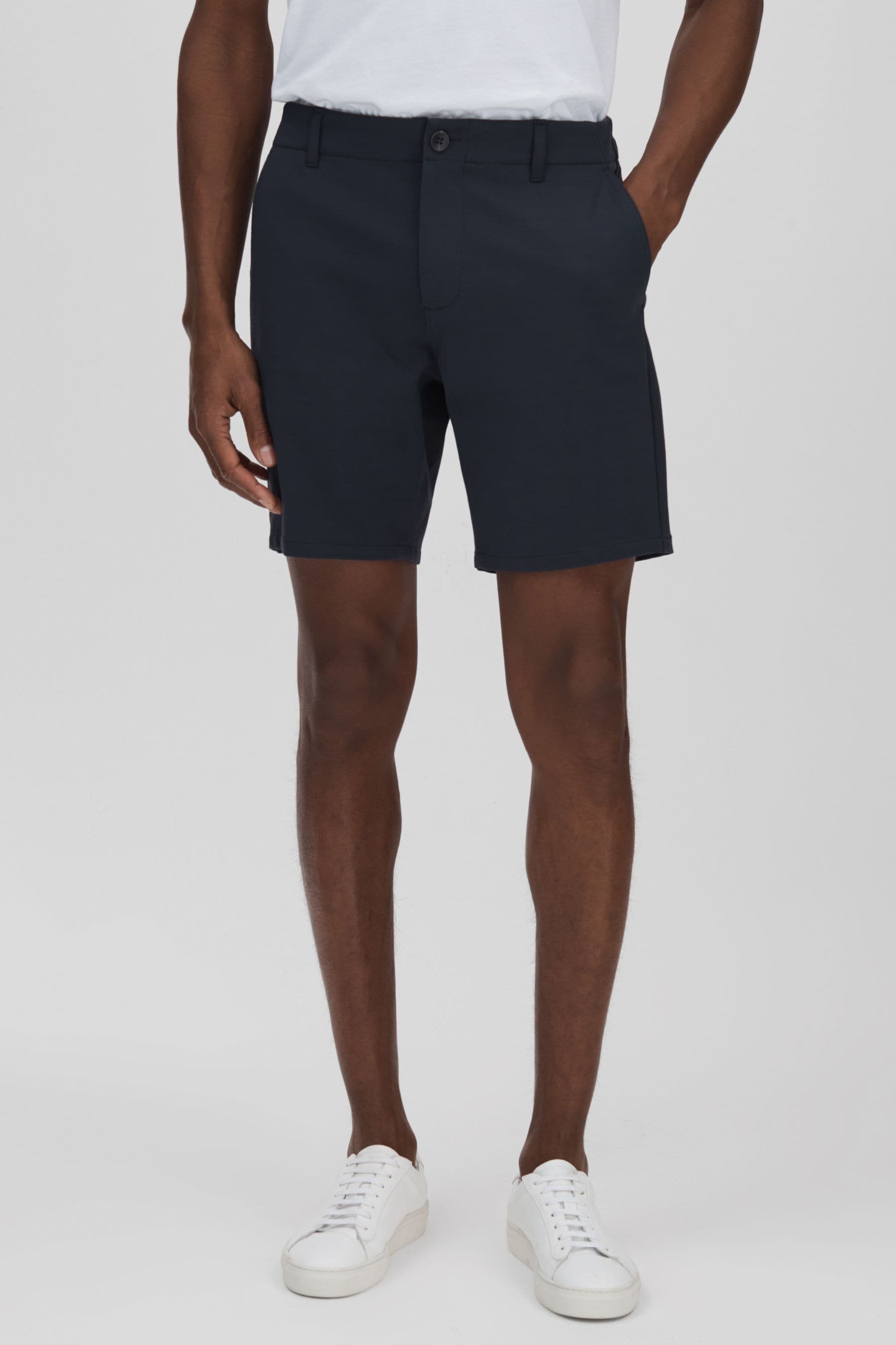 Shop Paige Tailored Knitted Shorts In Deep Anchor