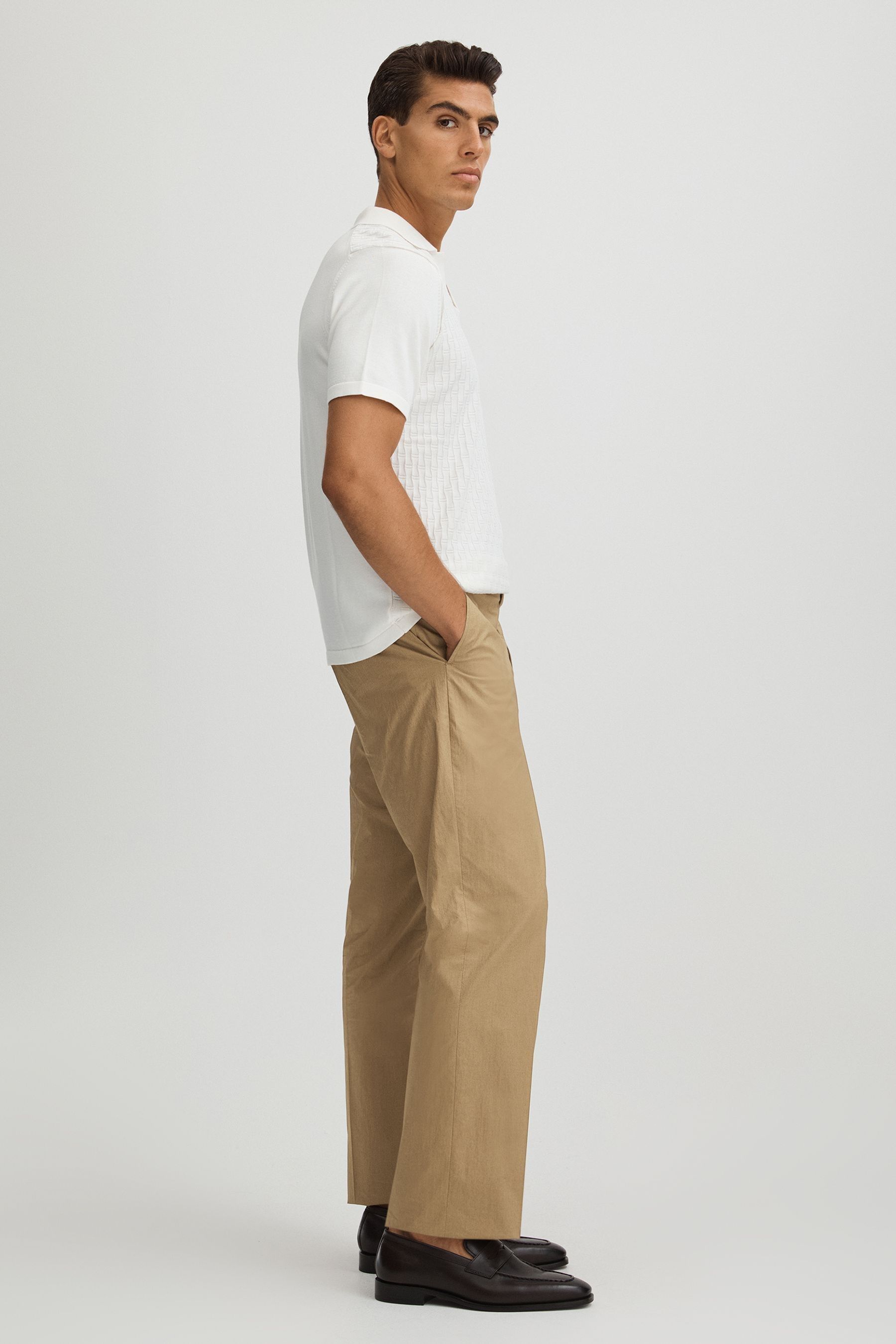 Shop Oscar Jacobson Cotton Trousers In Beige