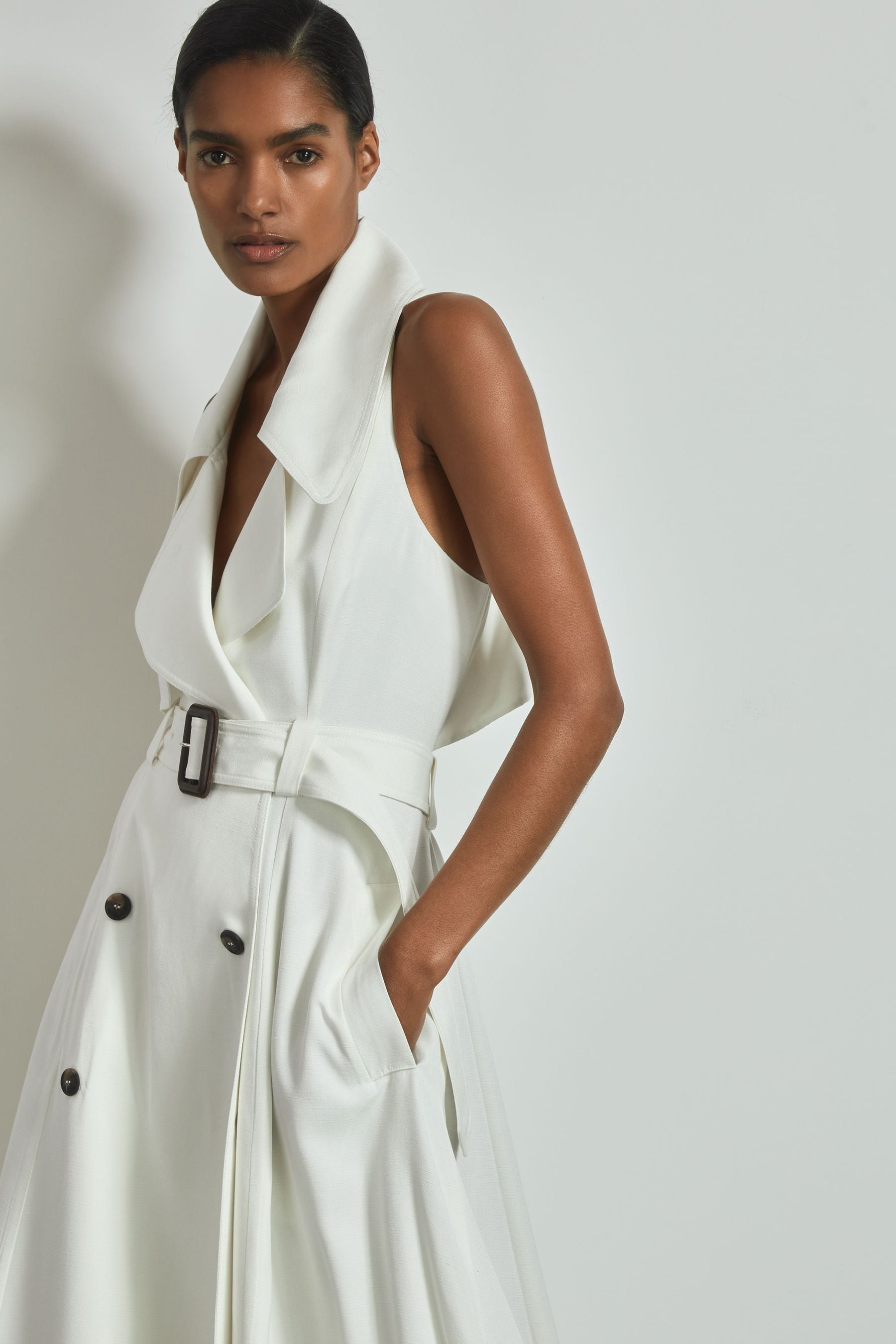 Shop Atelier Italian Textured Wrap Dress With Silk In Off White