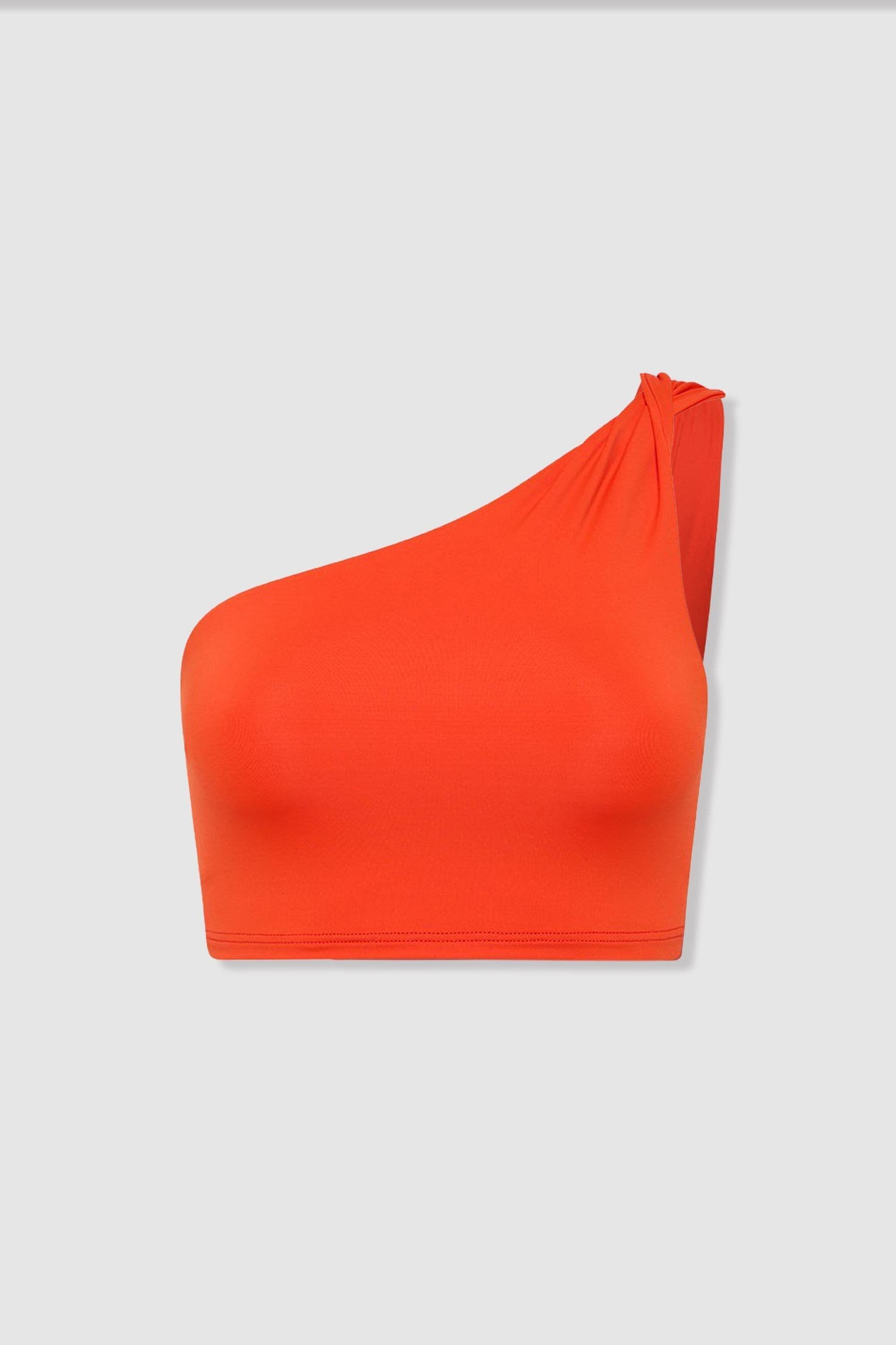 Bondi Born Cori One-shoulder Bikini Top In Hot Orange