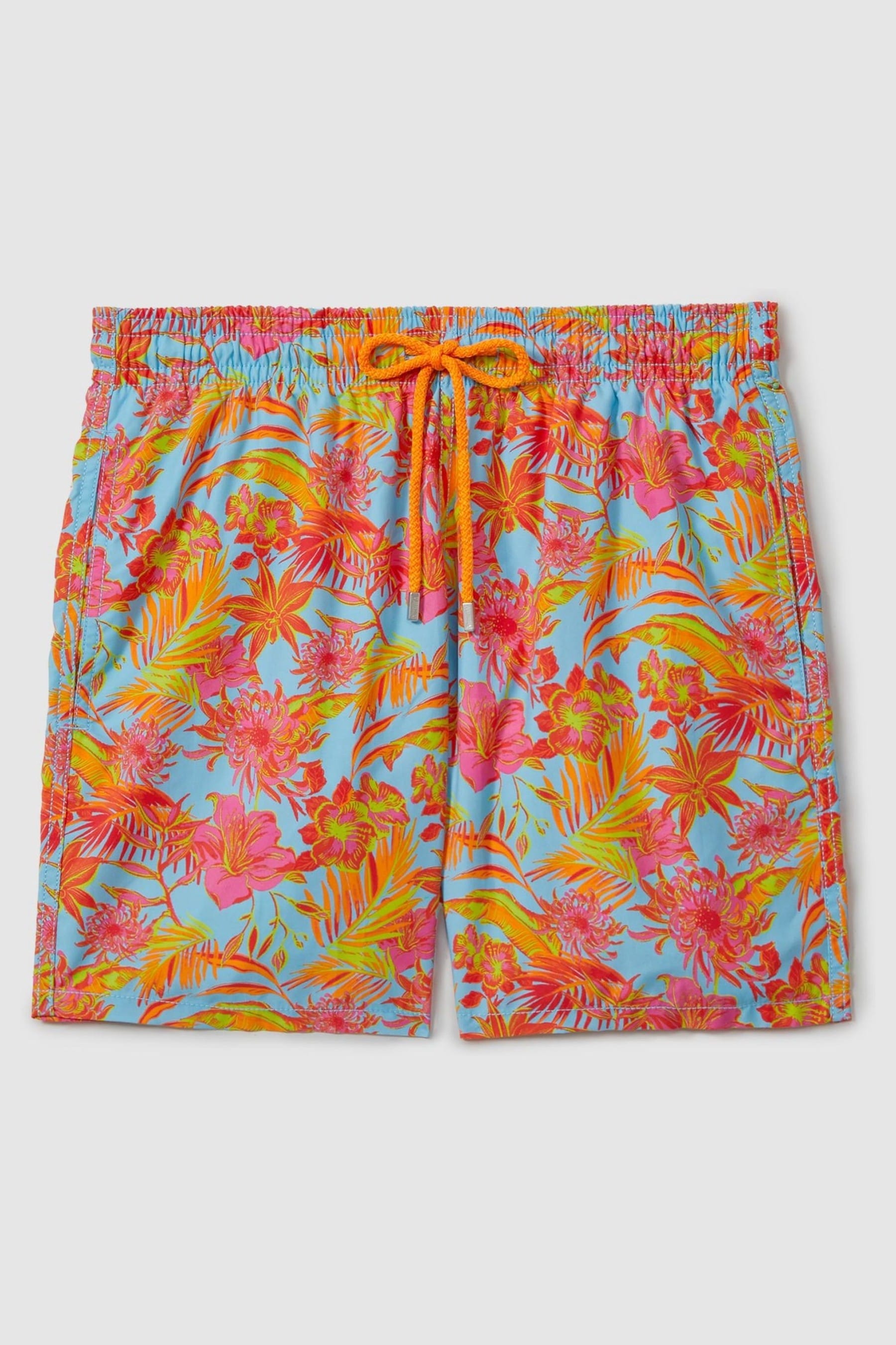 Vilebrequin Kids'  Tropical Print Swim Shorts In Santorin Orange