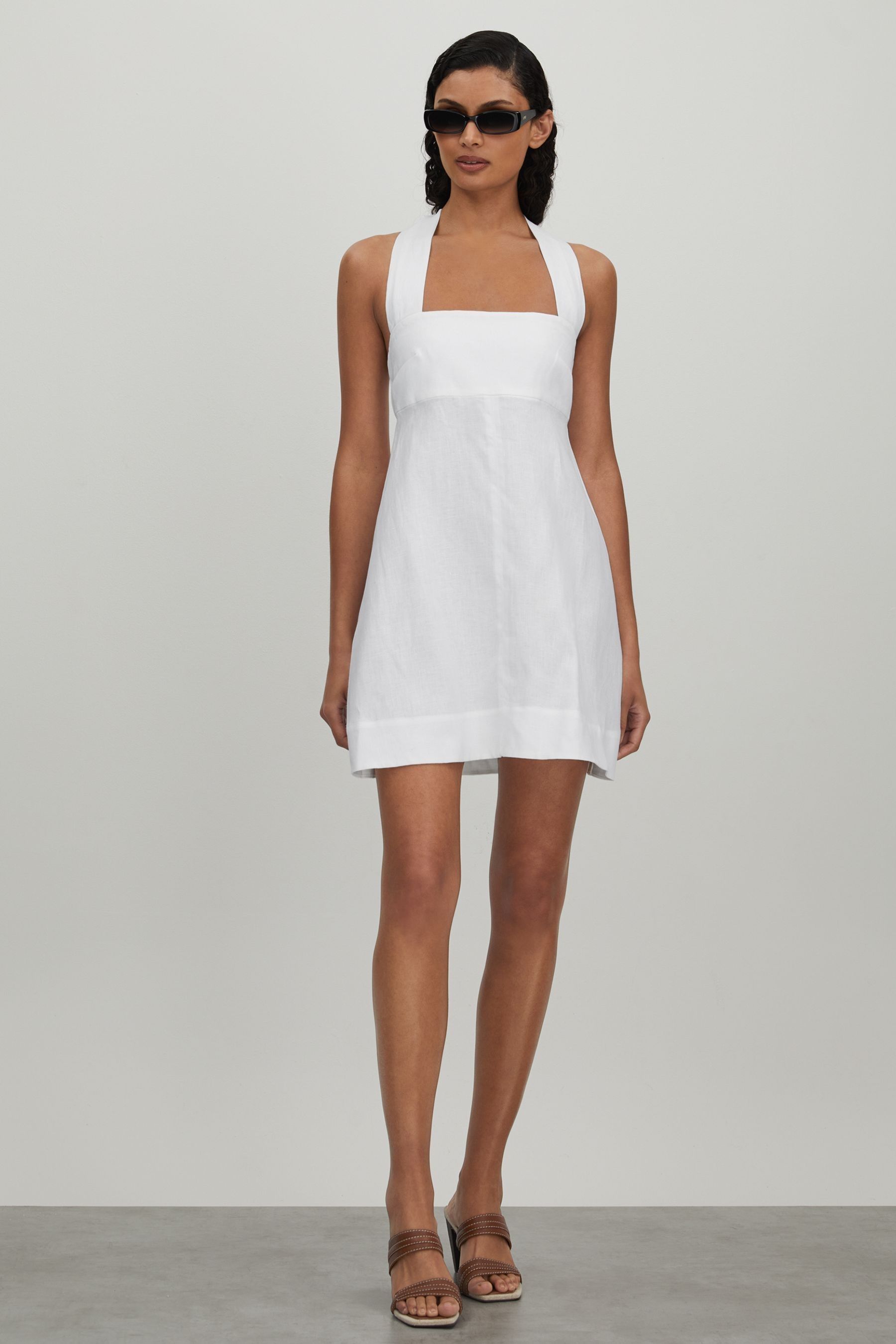 Bondi Born Messina Linen Mini Dress In White