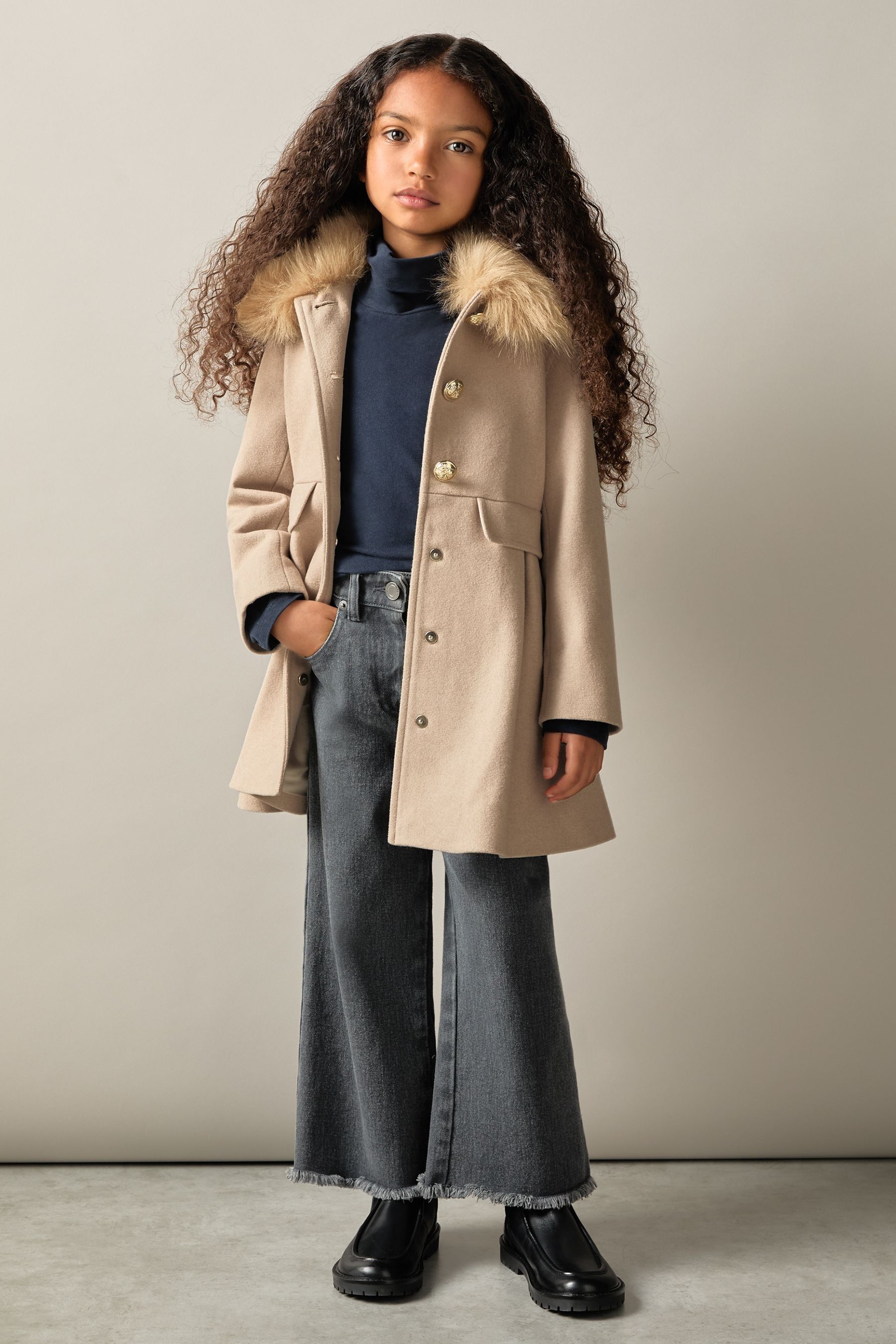 Reiss Nicole Coat Plain, Oatmeal Size: 10