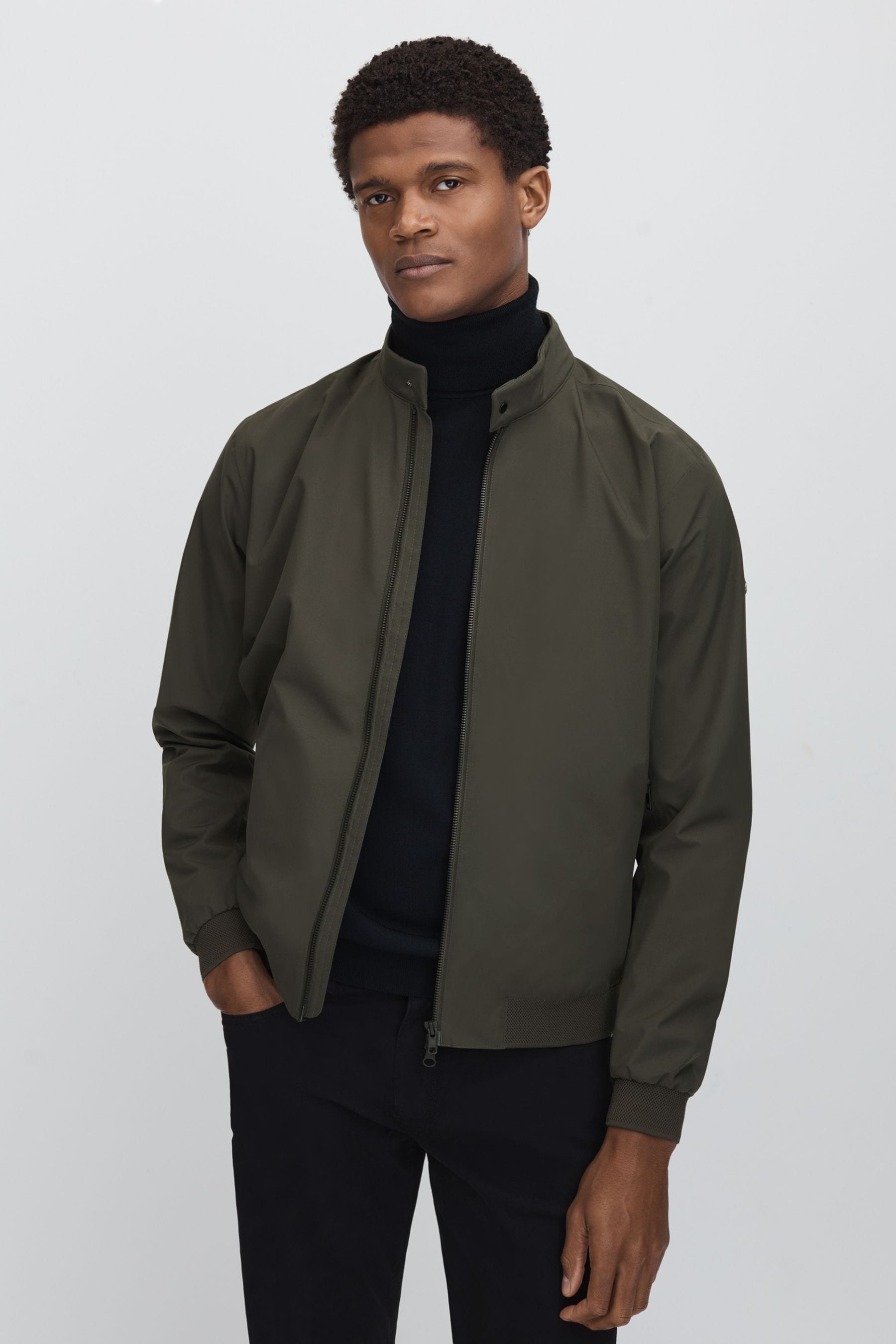 Shop Scandinavian Edition Waterproof Harrington-style Jacket In Dark Olive