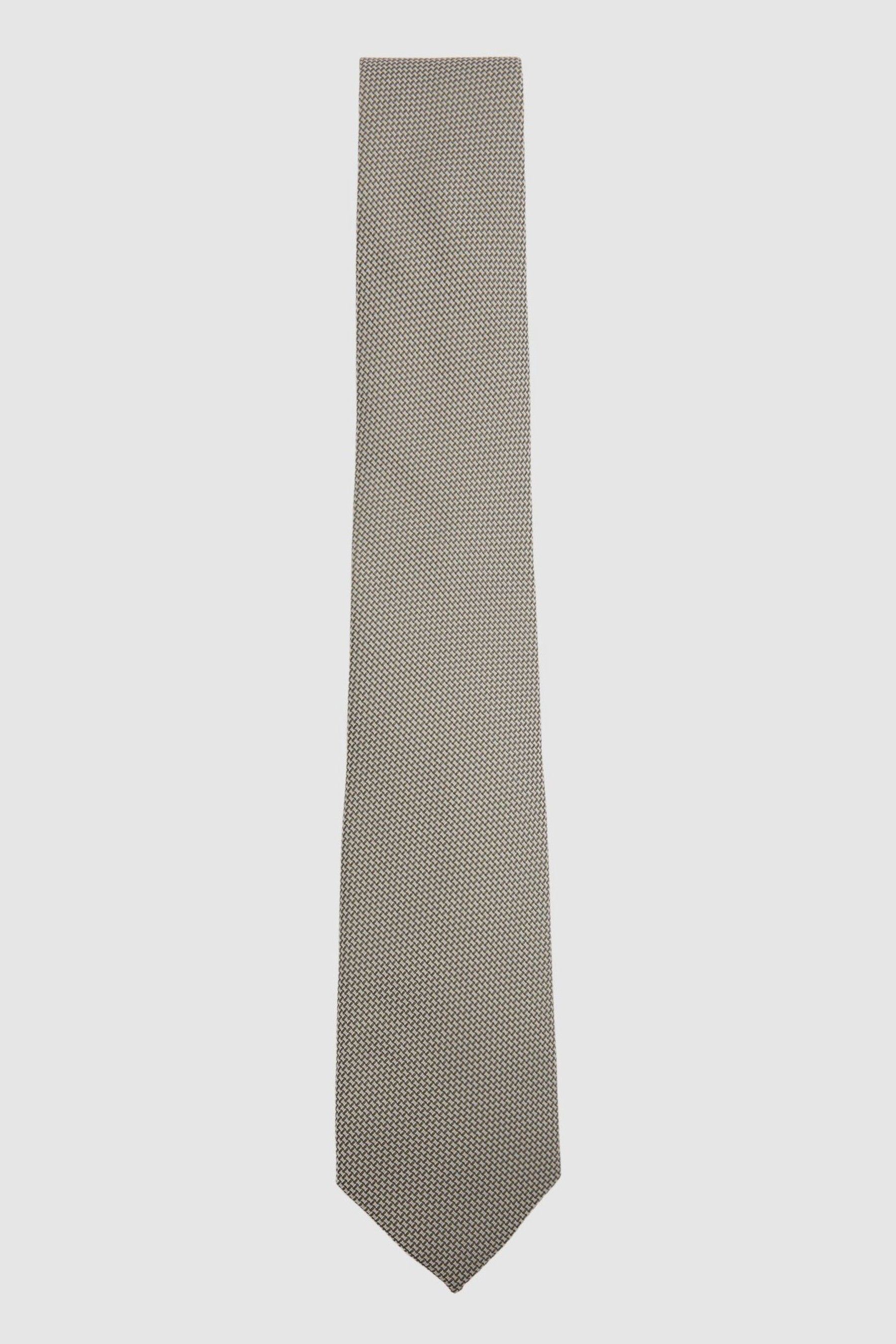 Shop Reiss Light Sage Textured Silk Blend Tie