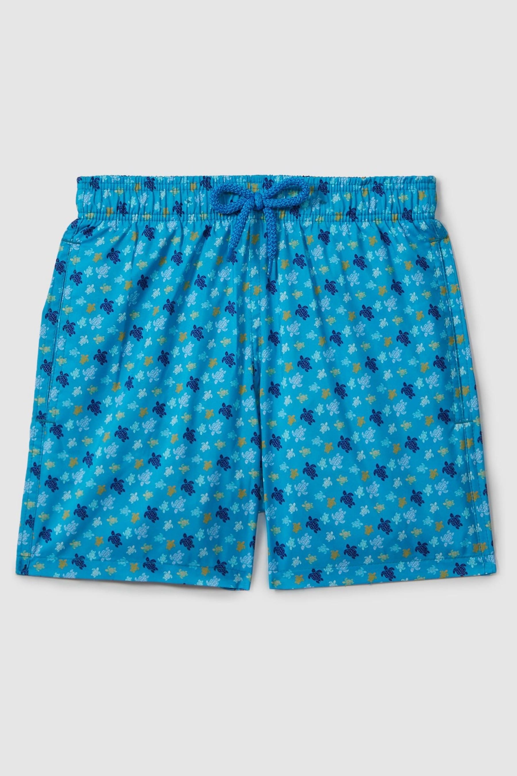 Vilebrequin Kids'  Foldable Turtle Print Swim Shorts In Bleu Hawai