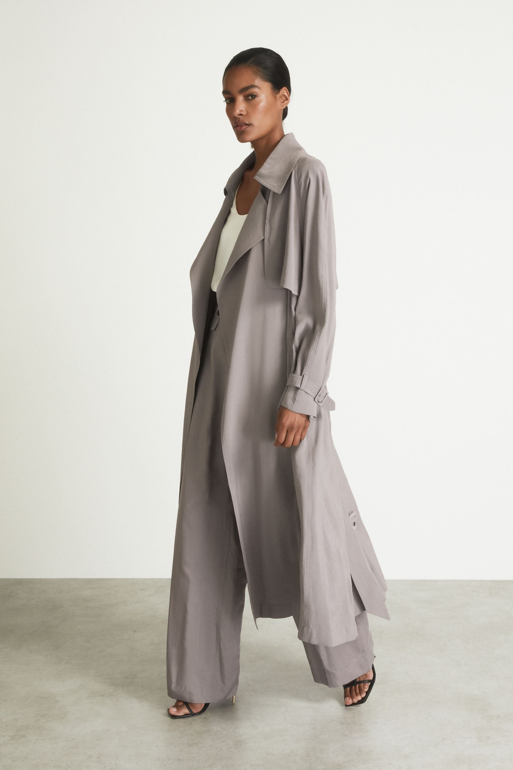 Shop Reiss Margot - Atelier Belted Trench Coat, Us 2 In Grey