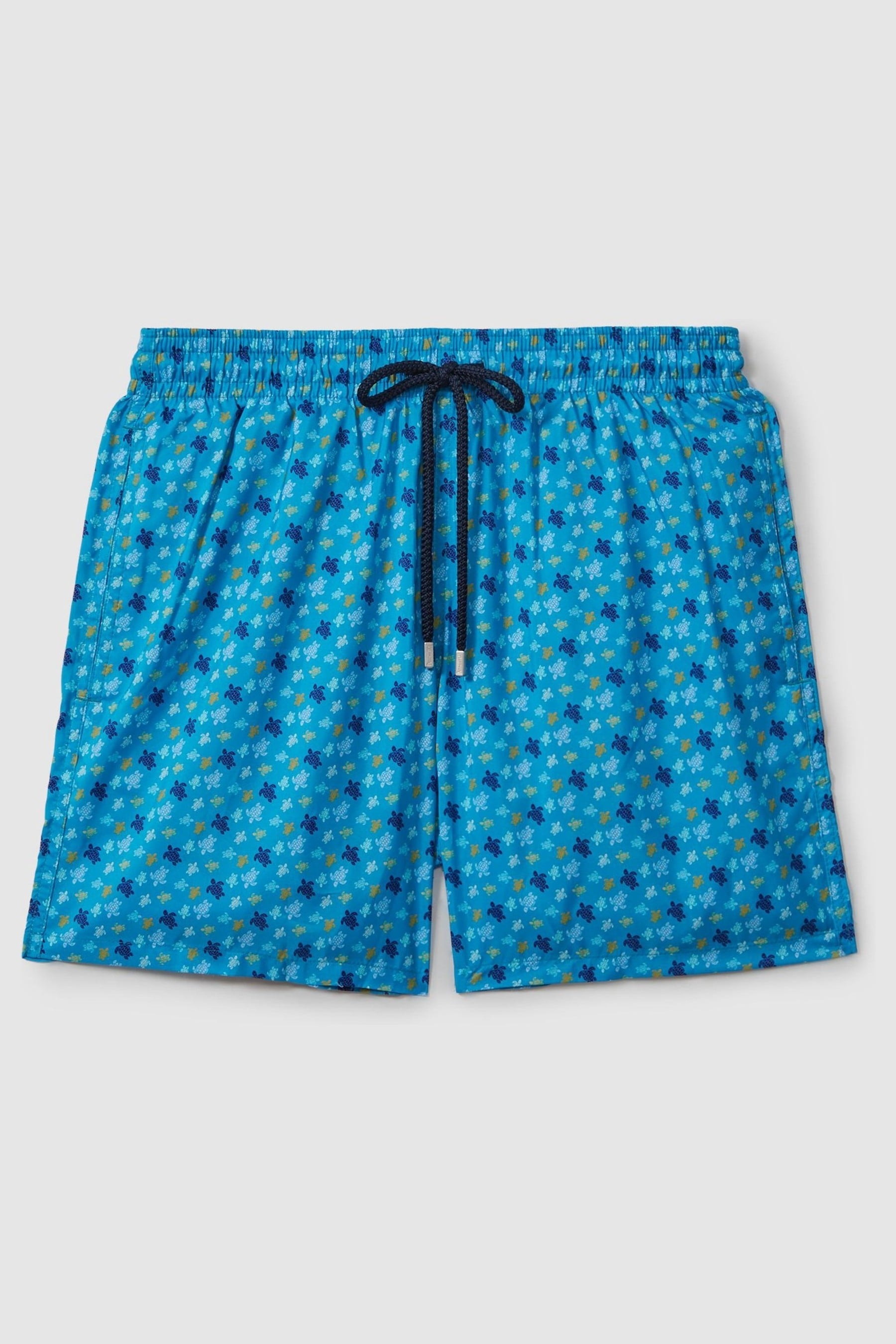 Vilebrequin Foldable Turtle Print Swim Shorts In Bleu Hawai