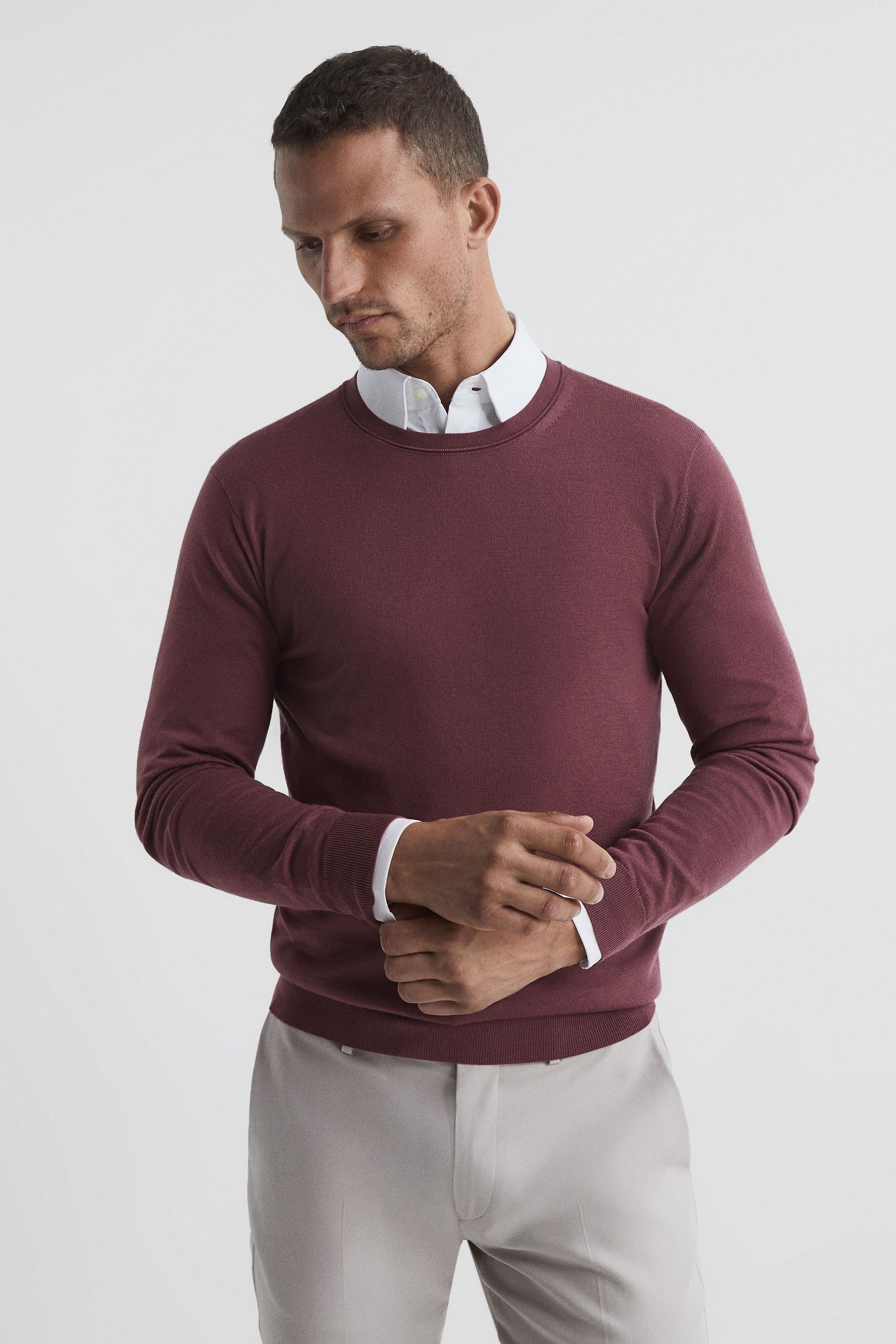 Reiss Mens Woodrose Wessex Slim-fit Wool Jumper In Berry