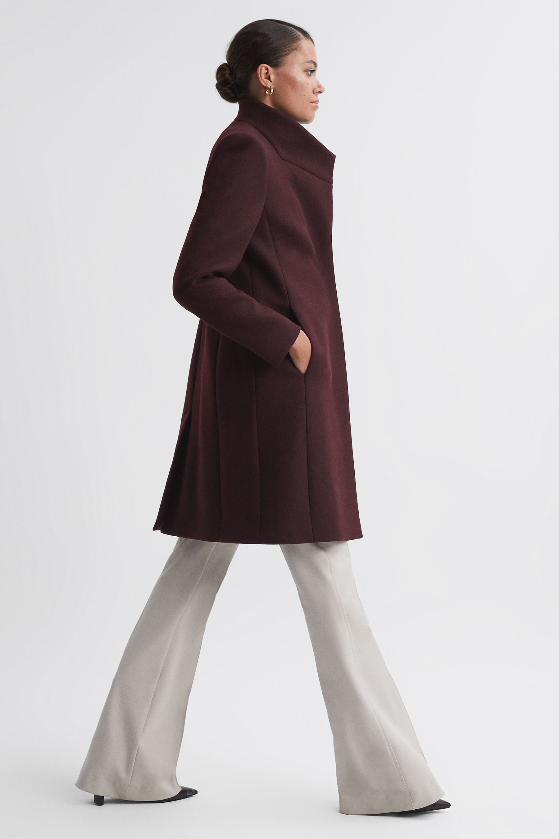 Reiss Mia - Berry Mia Wool Blend Mid-length Coat, Us 4