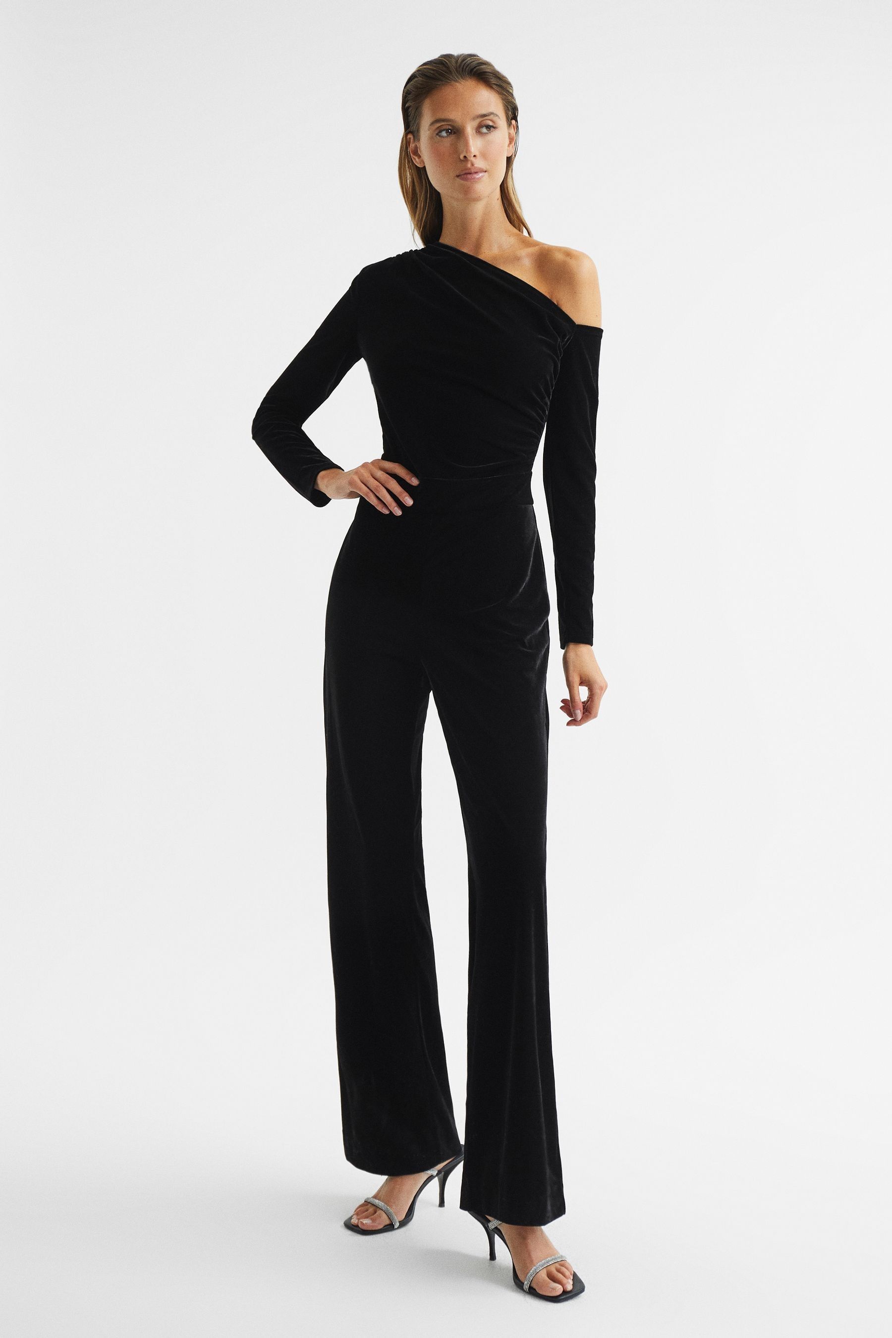 Black fitted jumpsuit clearance