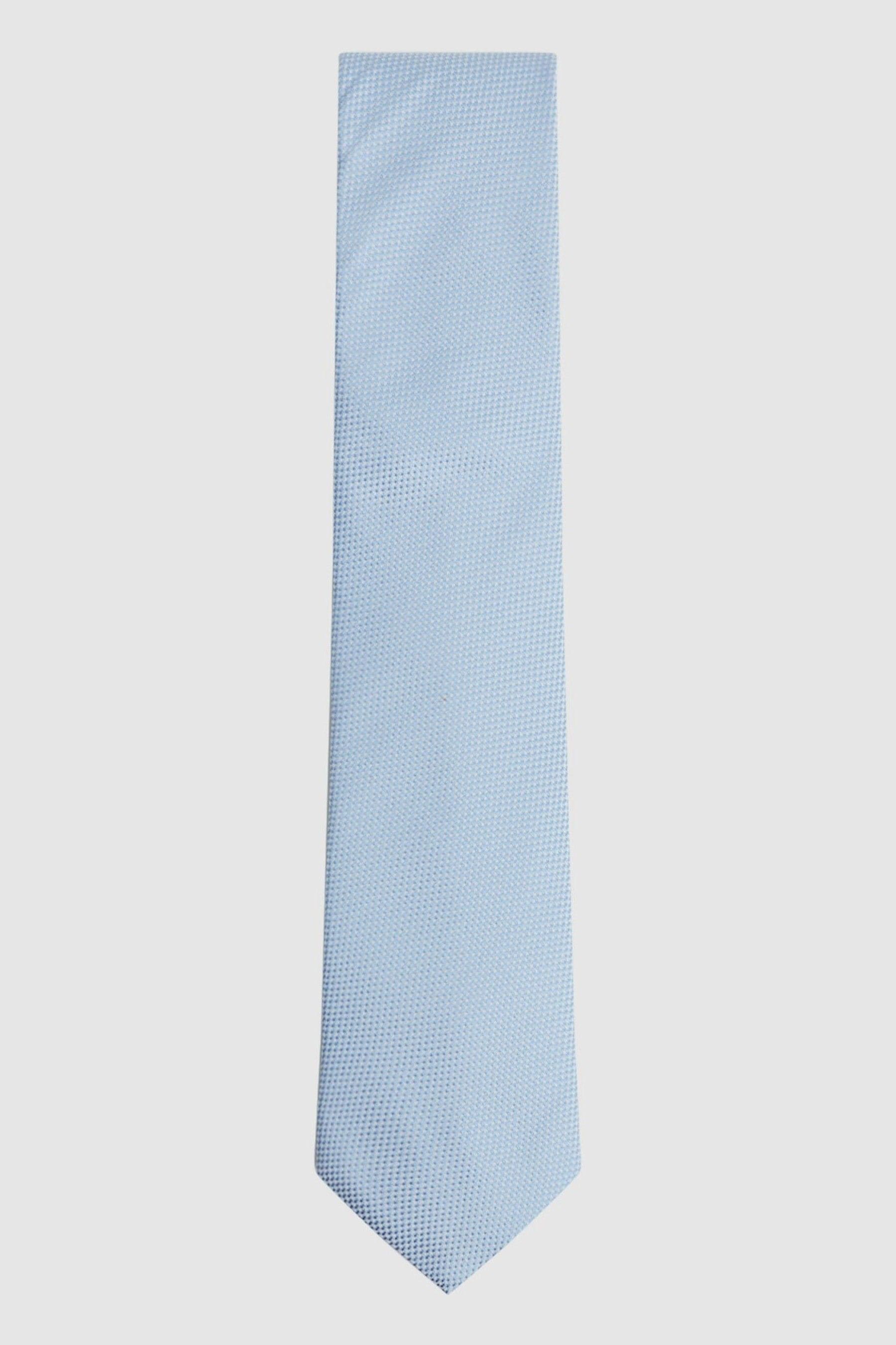 Shop Reiss Ceremony - Soft Blue Textured Silk Tie,