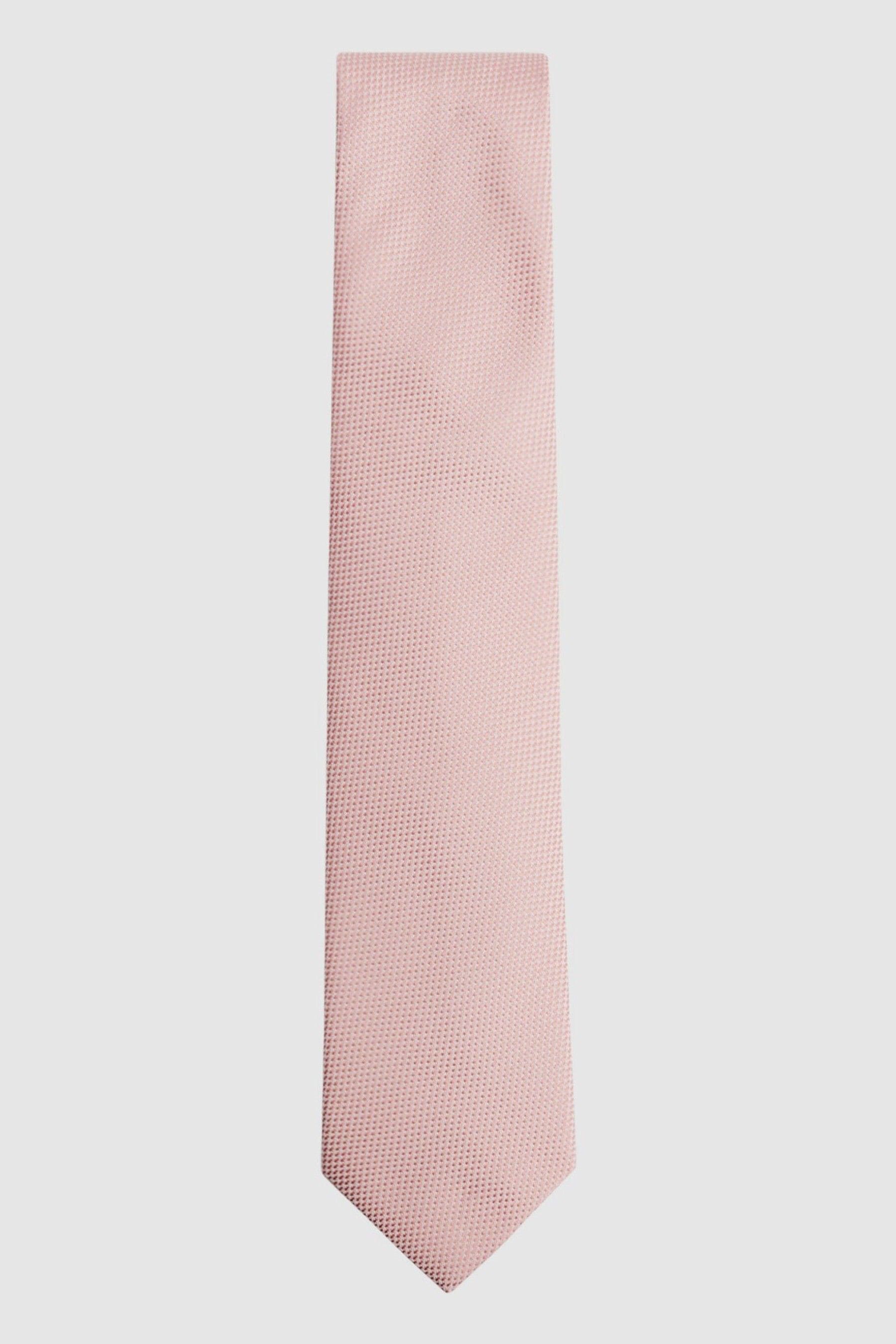 Reiss Ceremony - Soft Pink Textured Silk Tie,