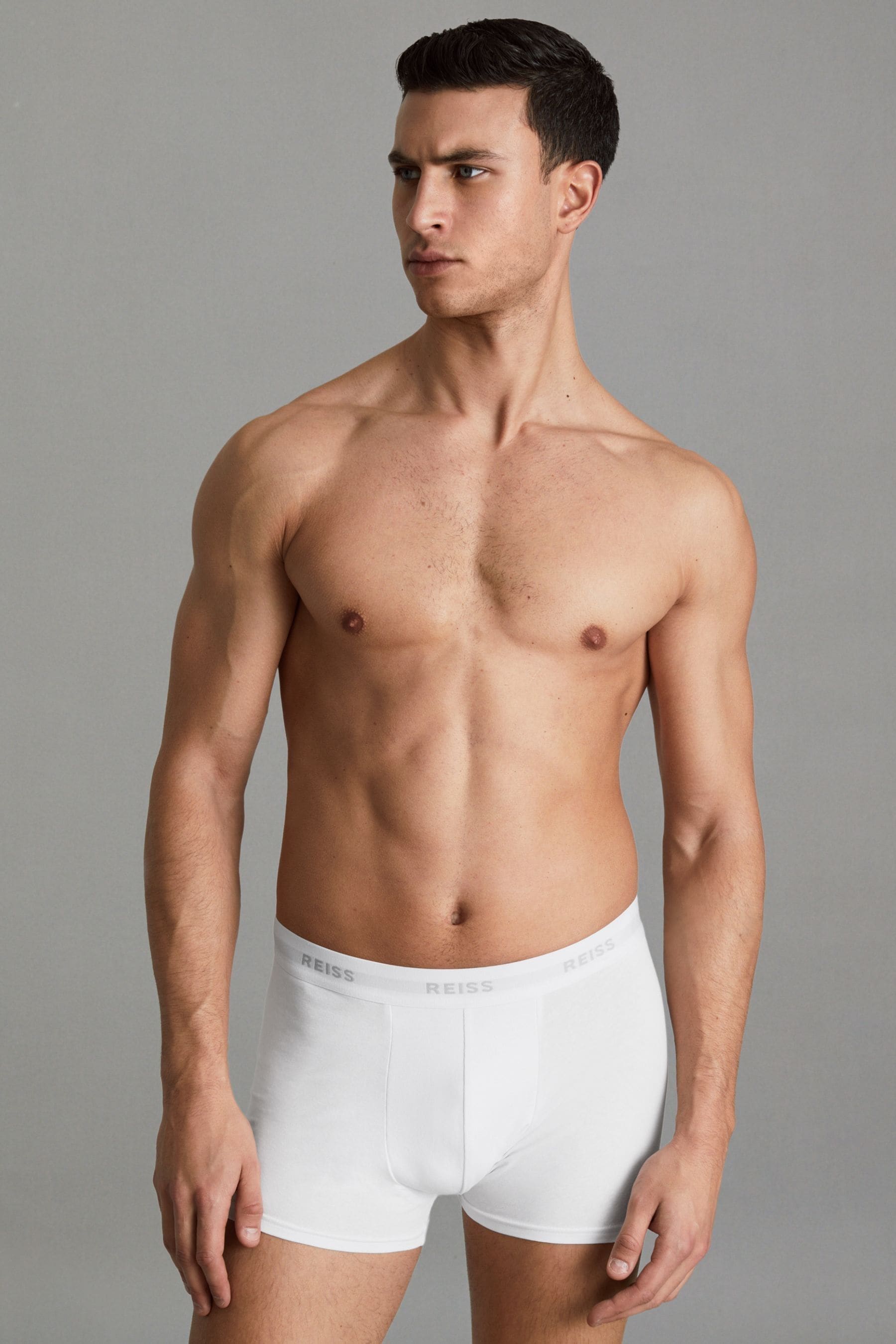 Reiss Mens White Pack Of Three Heller Stretch Organic-cotton Boxers
