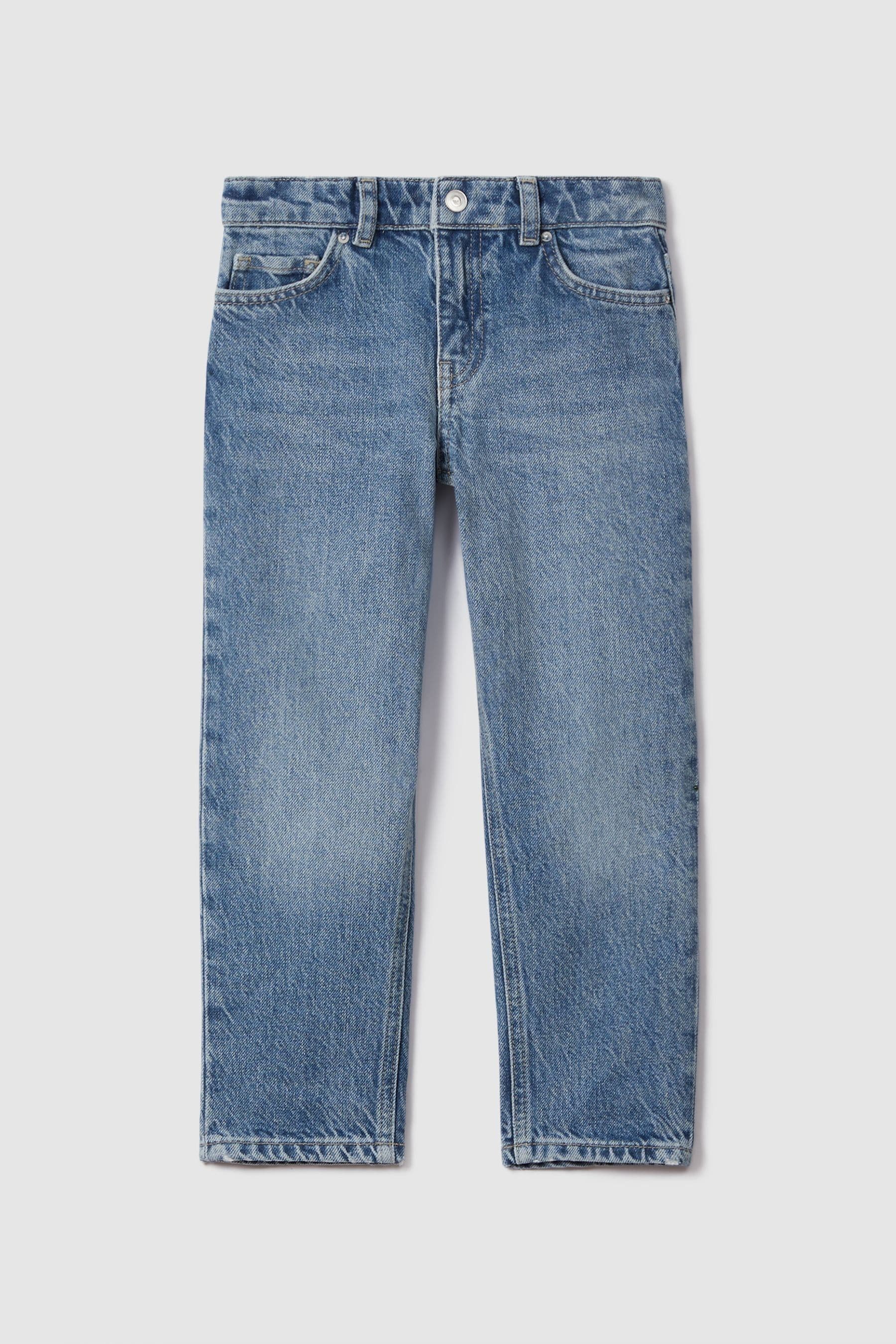 Shop Reiss Mid Blue Quay 9-13 Yrs Slim Fit Adjuster Jeans