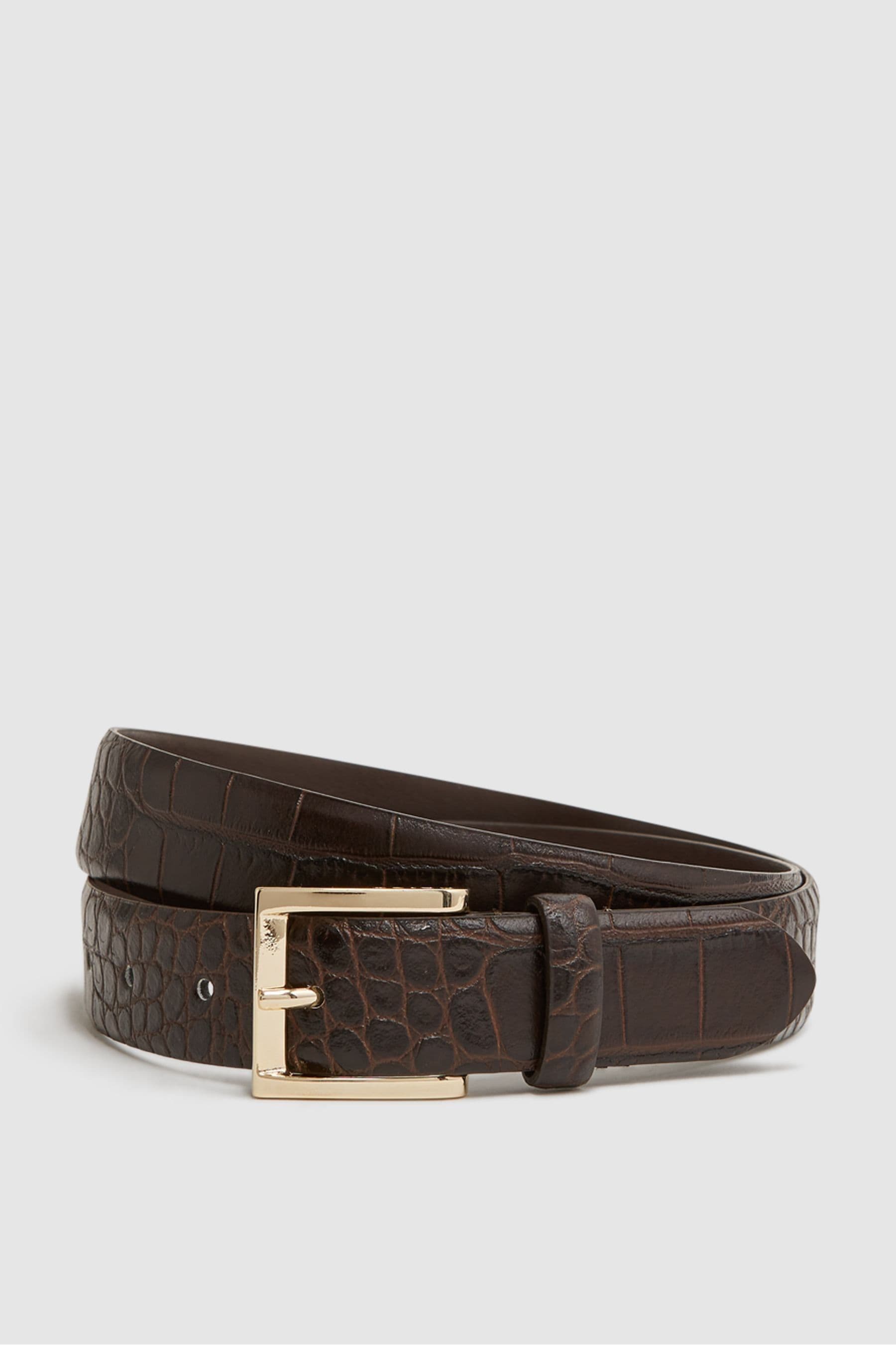 Shop Reiss Albany - Chocolate Albany Leather Belt, 36