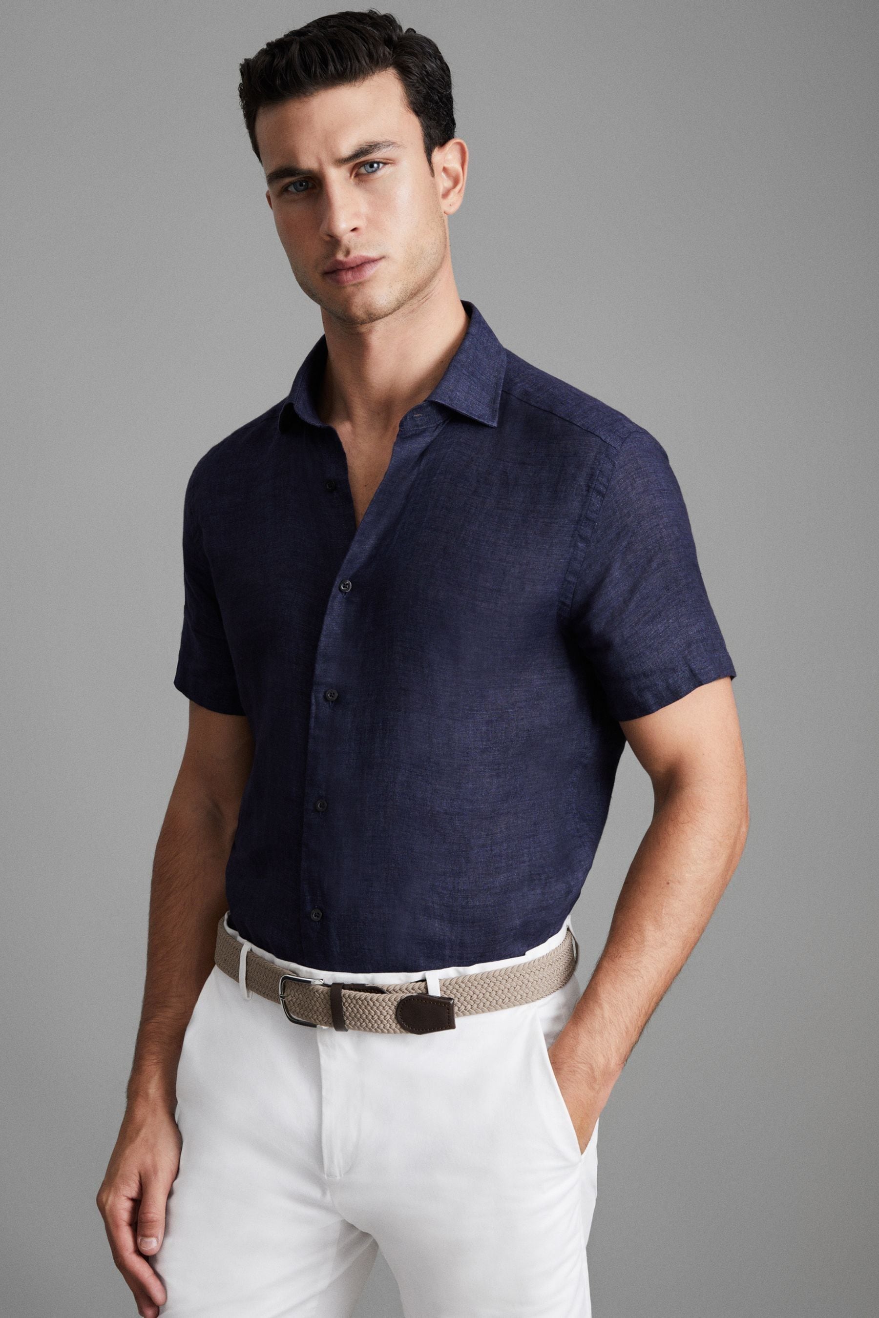 Holiday - Navy Slim Fit Linen...