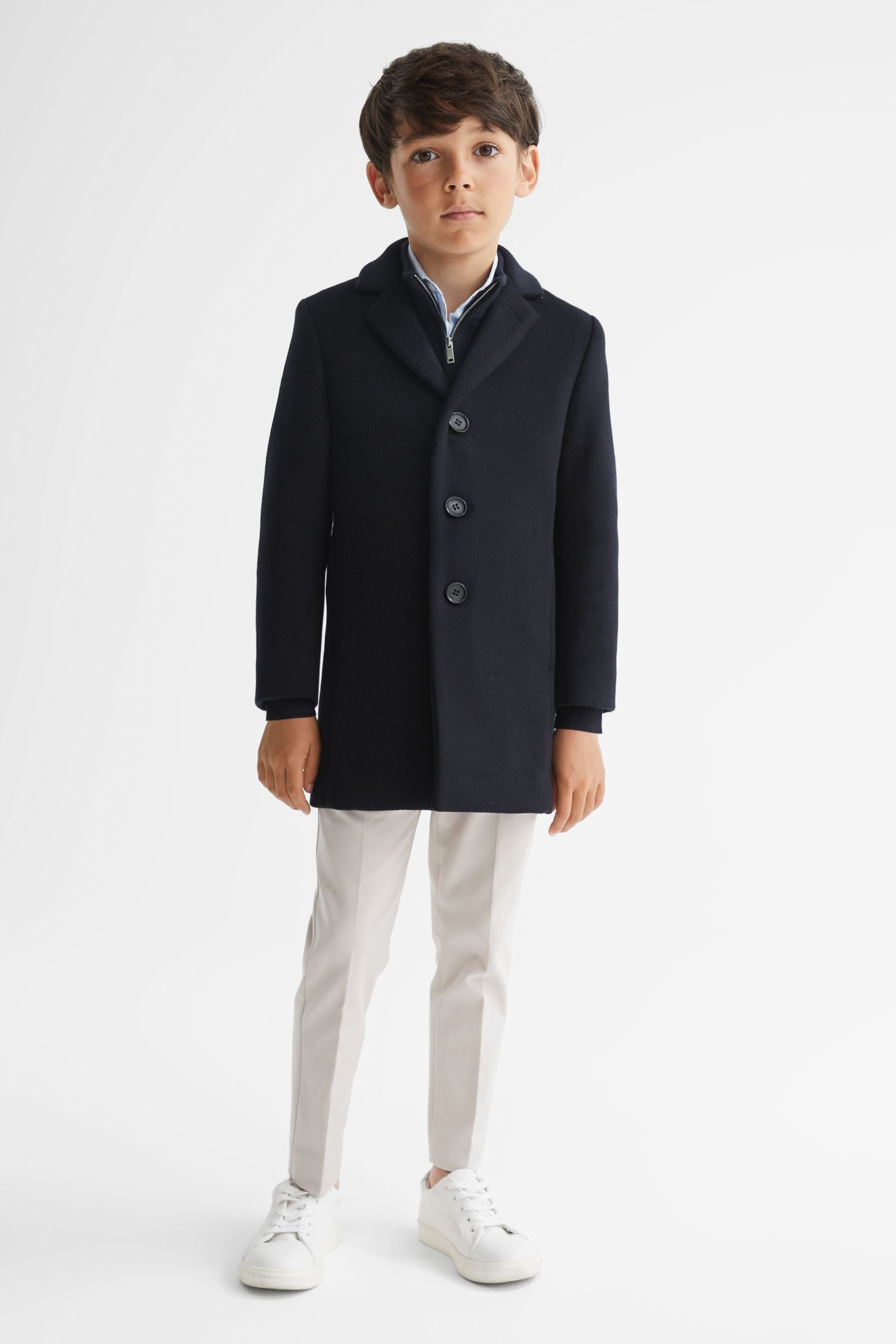 Shop Reiss Gable - Navy Junior Single Breasted Overcoat, Age 4-5 Years