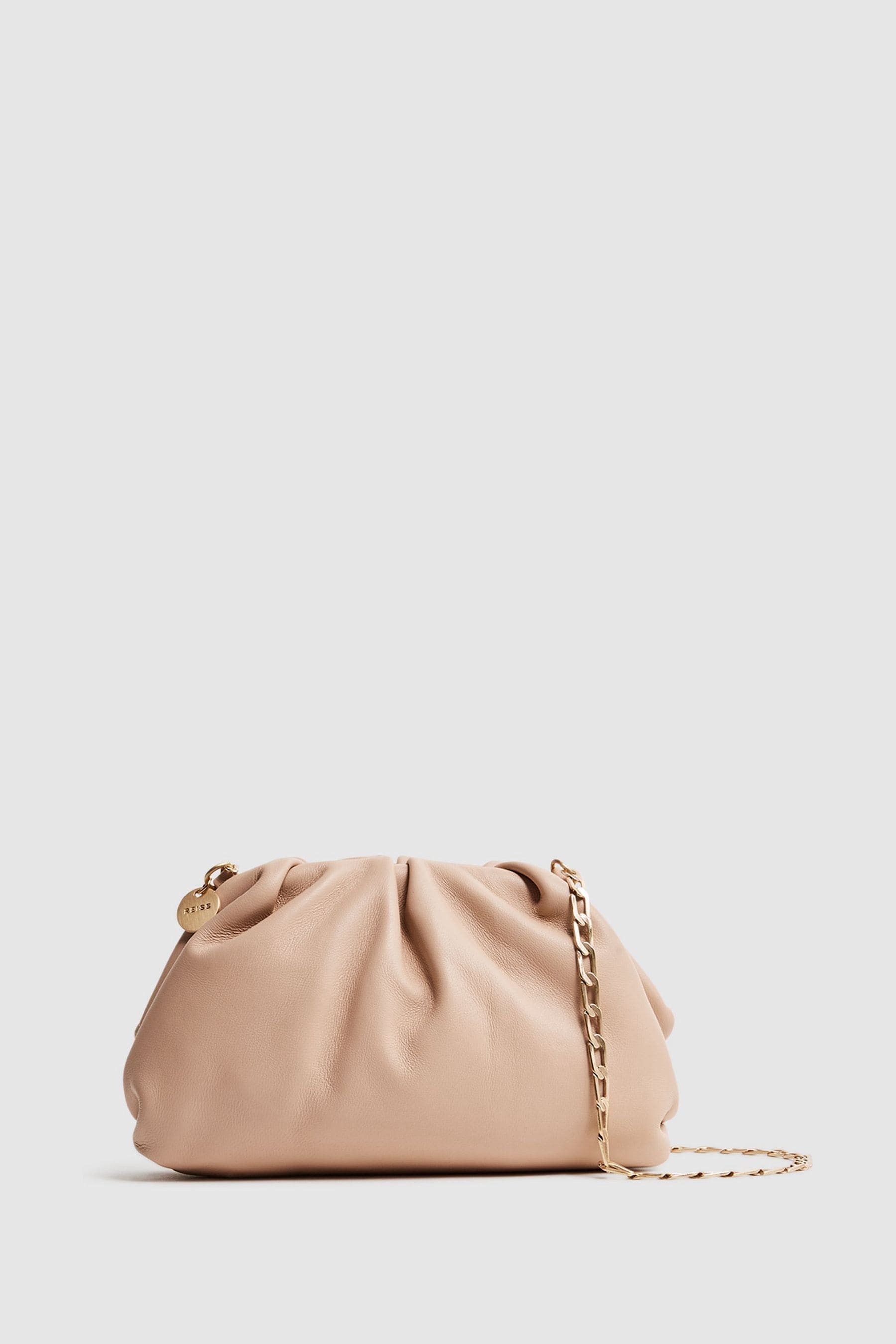 Reiss Elsa Chain-strap Nappa-leather Clutch Bag In Blush