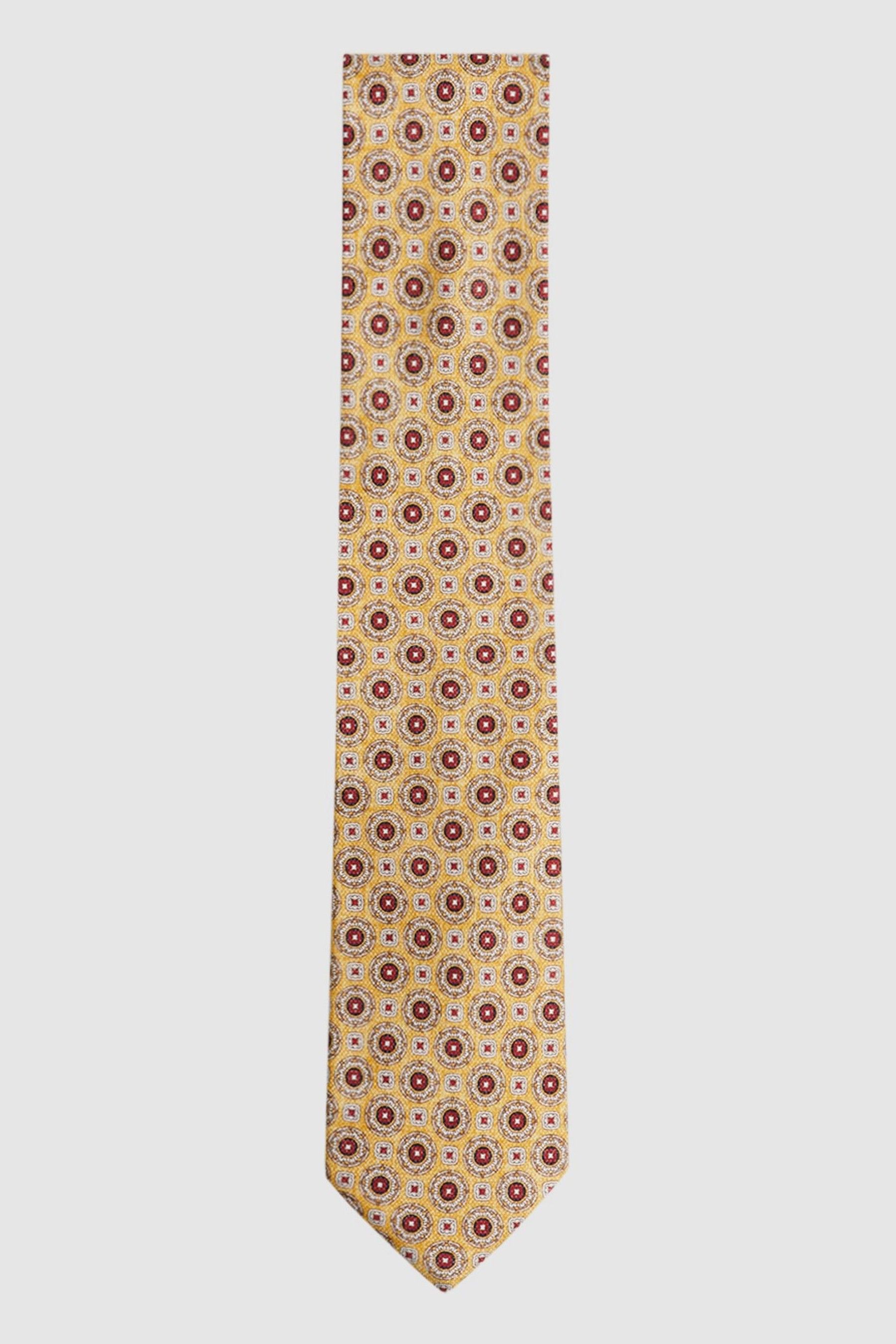 Reiss Mens Sun Yellow Asolo Medallion-print Silk Tie In Sun Yellow