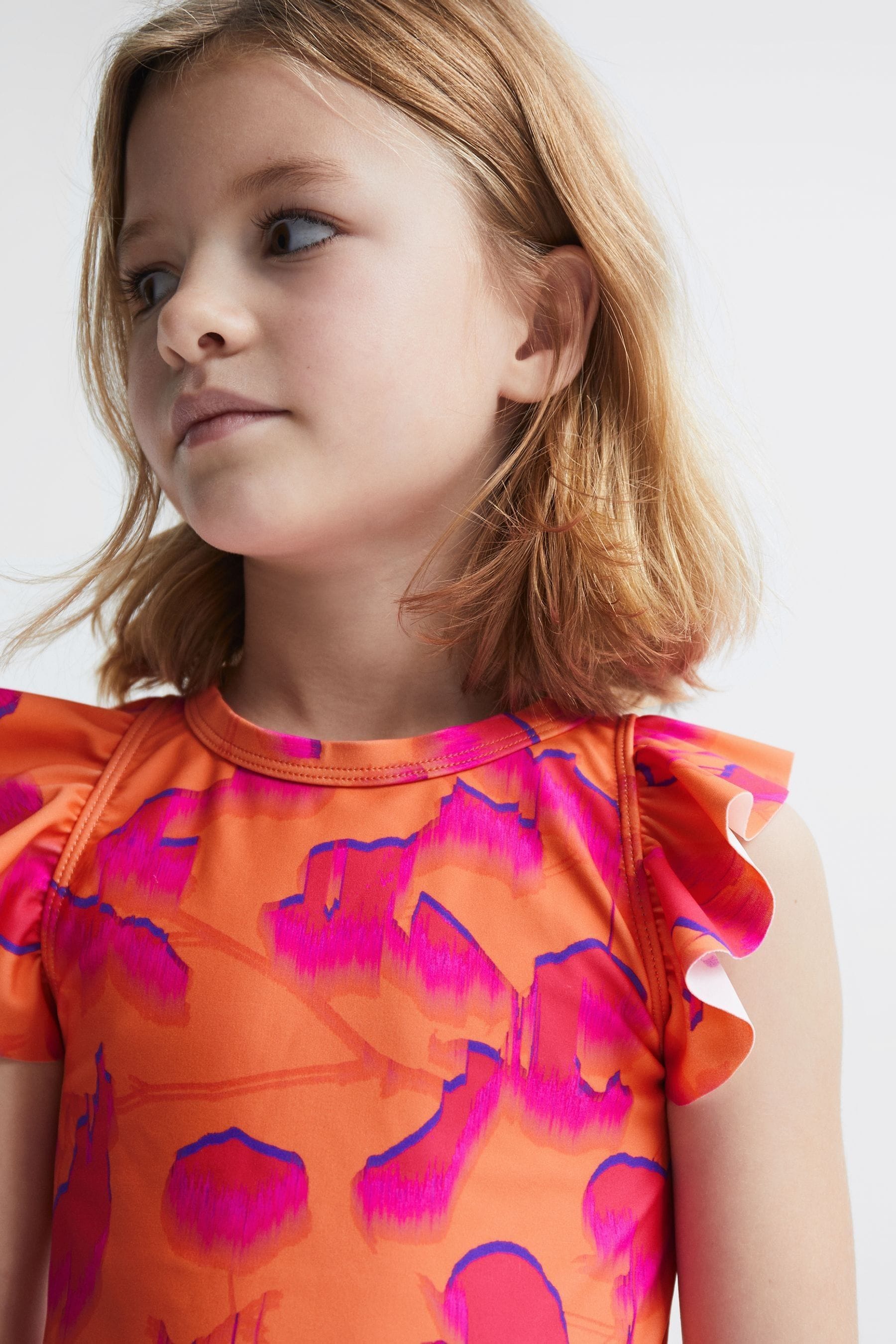 Reiss Kids' Lilly - Orange Print Senior Floral Bikini Set, Uk 11-12 Yrs