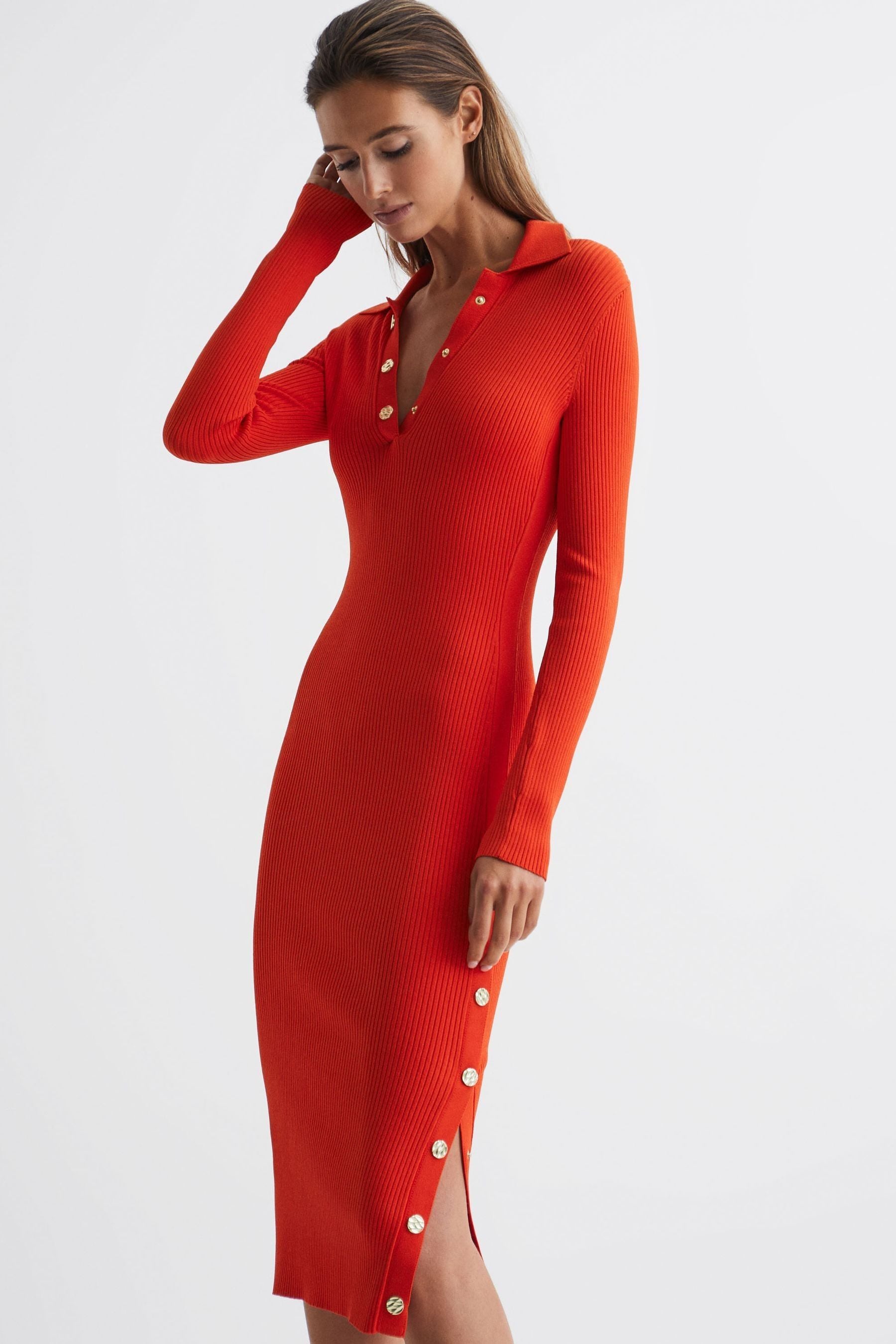 Rita - Coral Knitted Bodycon...