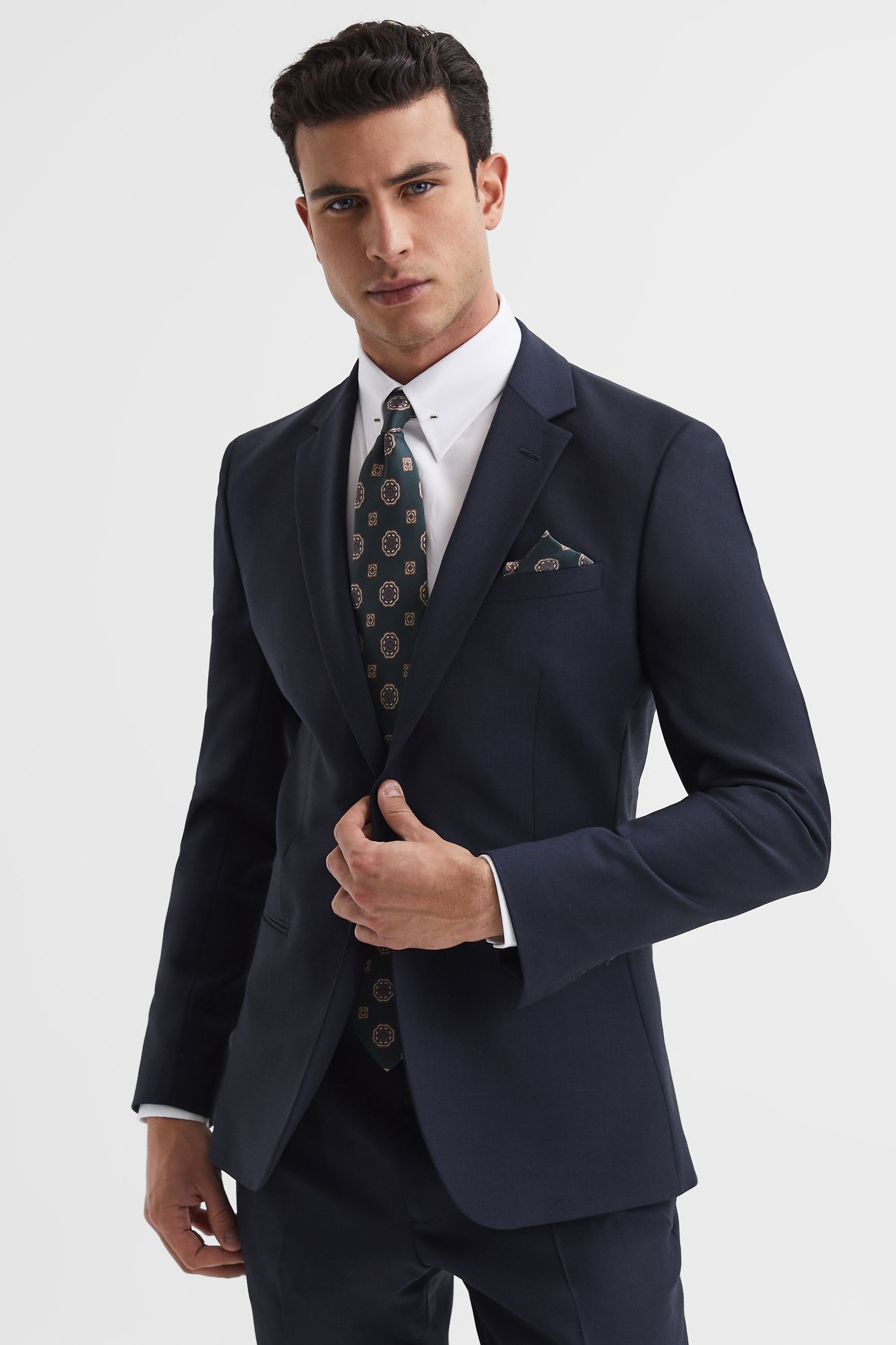 Reiss Navy Modern Fit Travel Blazer, 40R