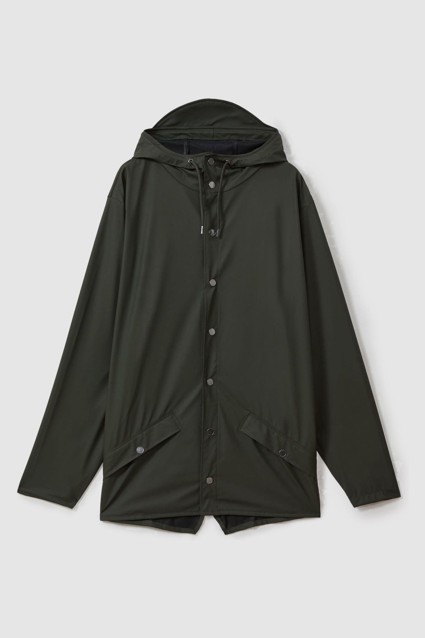 Rains Dark Green Hooded Raincoat Jacket, XL