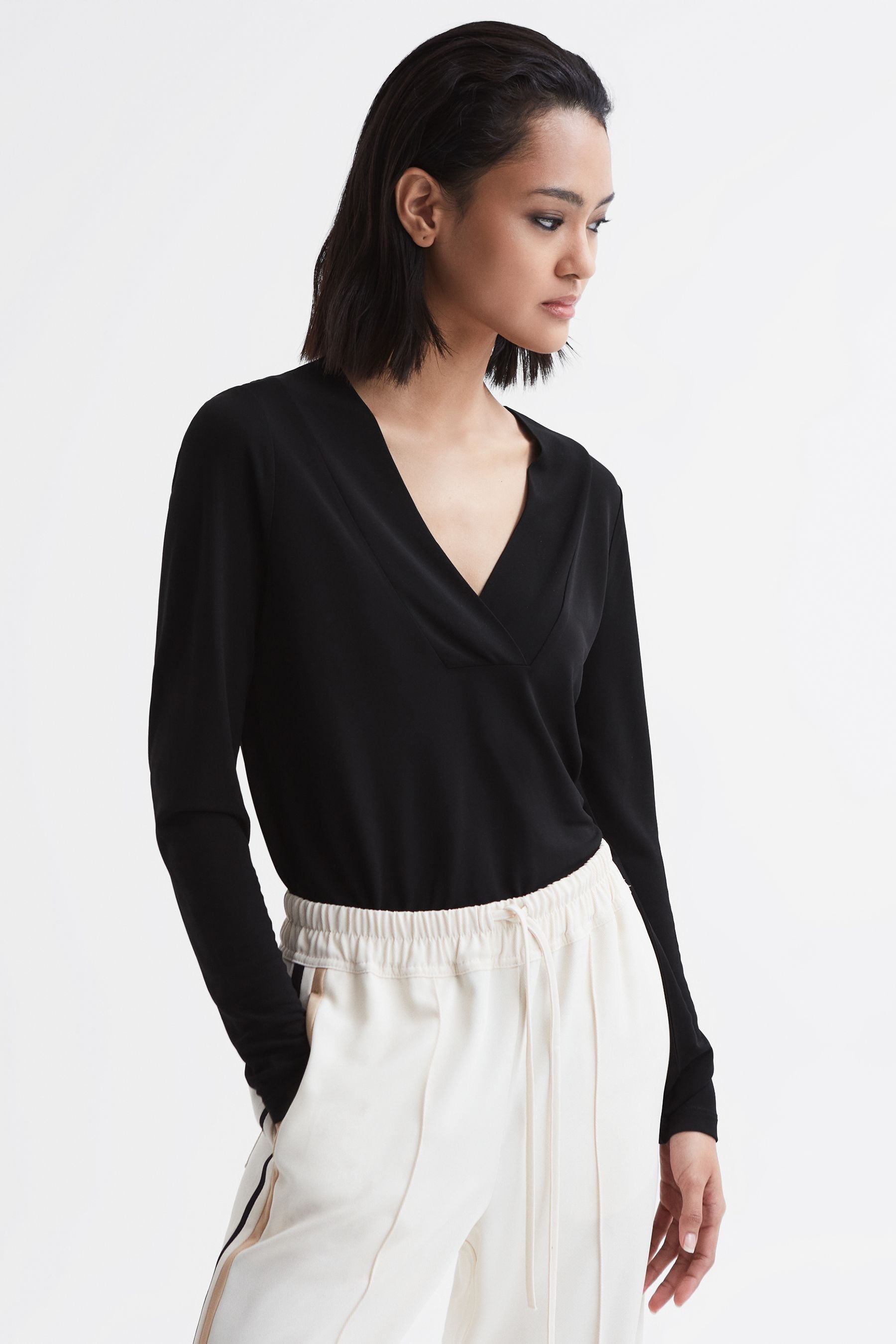 Reiss Paloma Pleat Front Long Sleeve Blouse