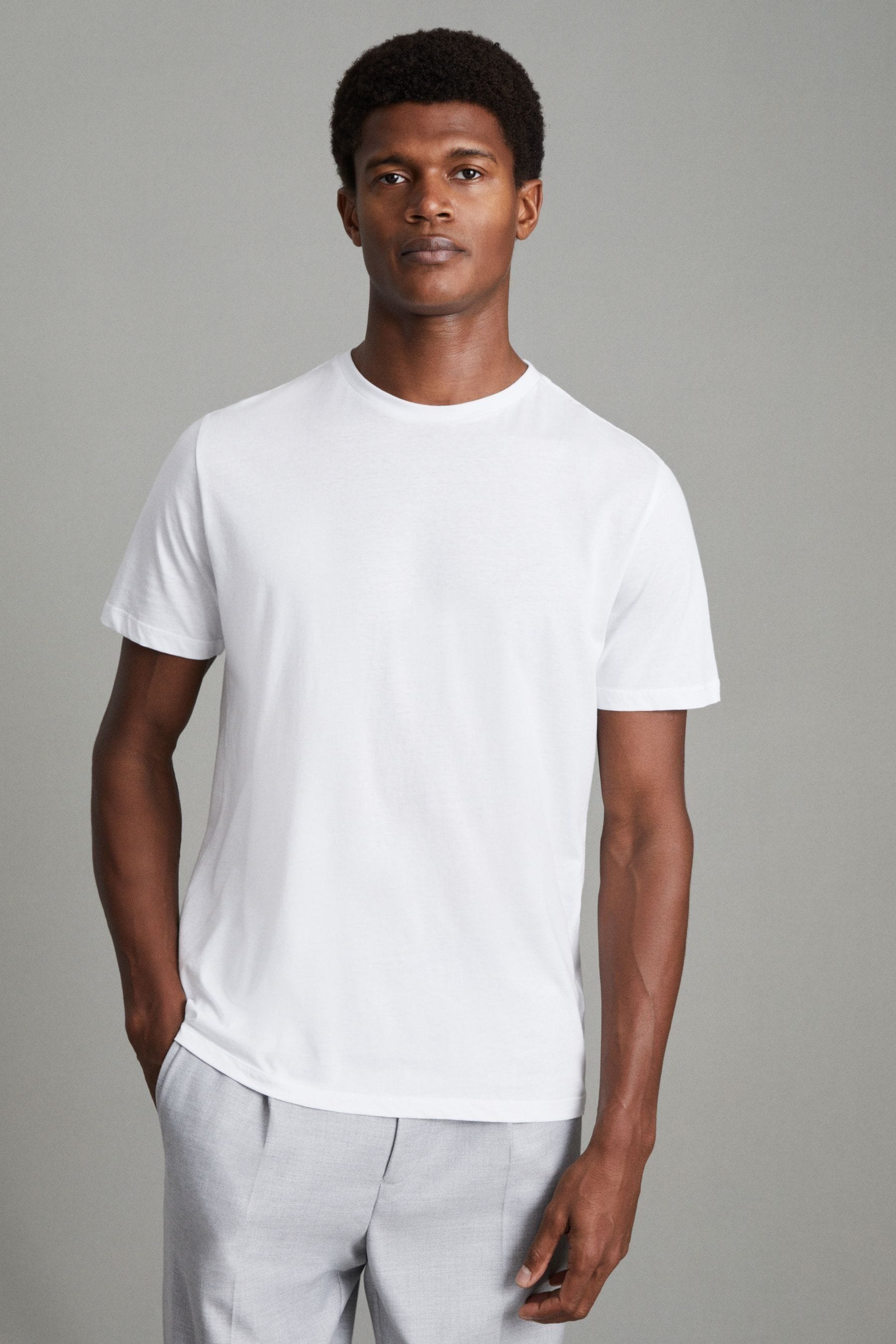 Shop Reiss Bless - White Cotton Crew Neck T-shirt, S