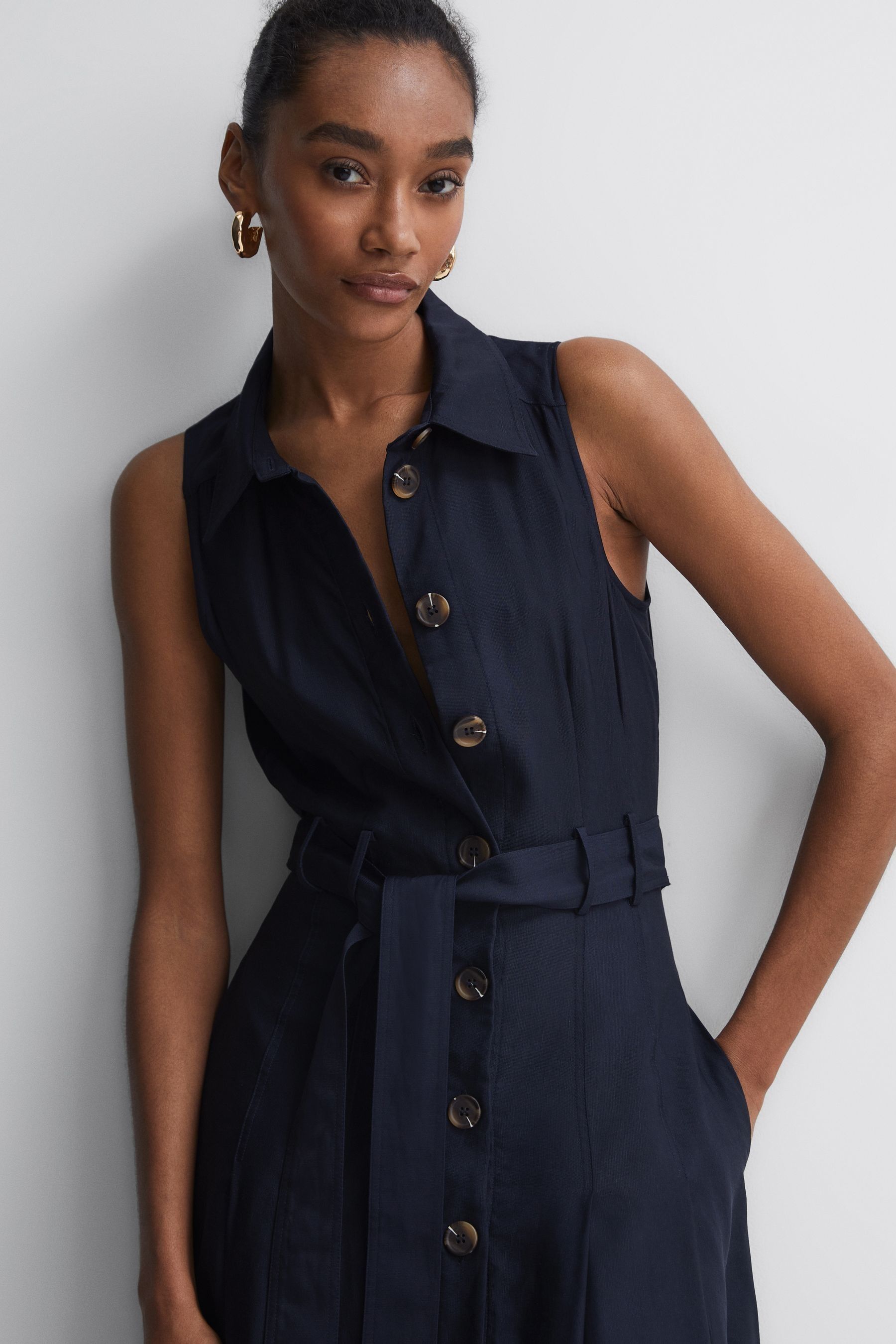 Milena - Navy Button Front...