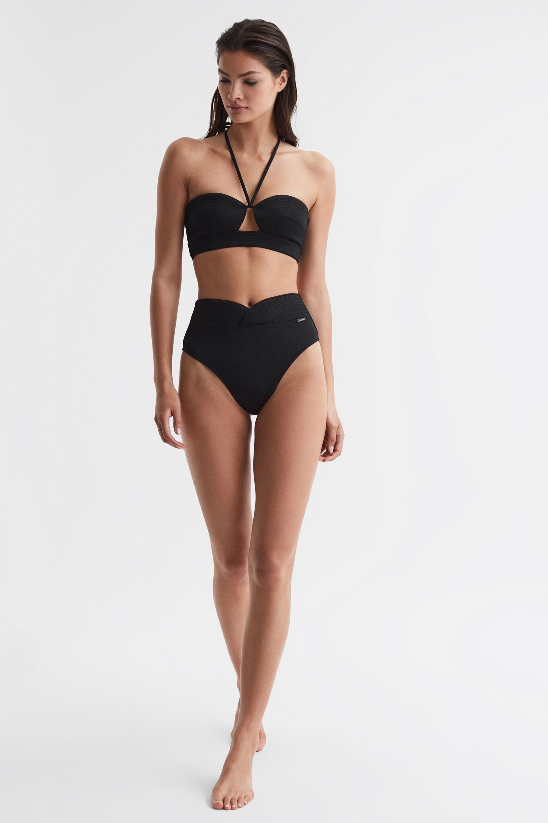 Shop Reiss Calvin Klein Black Underwear Halterneck Bikini Top