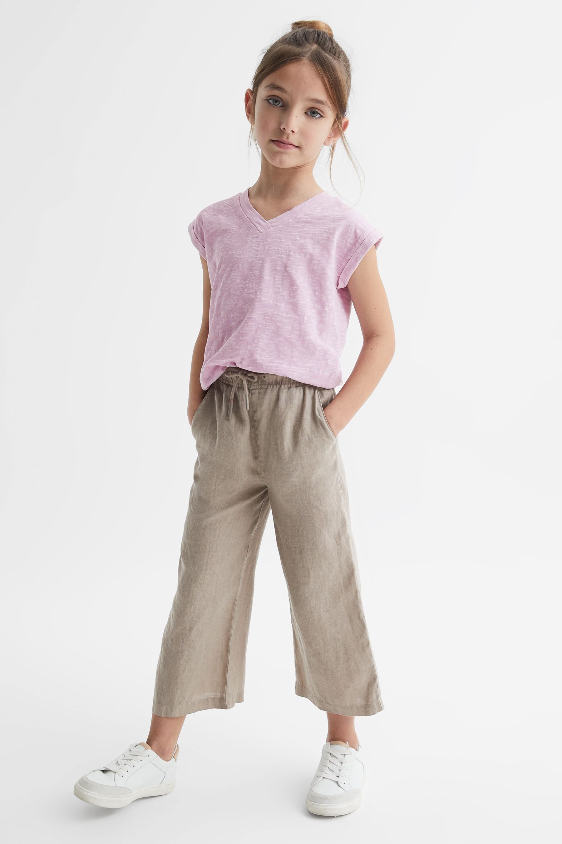 Reiss Kids' Freddie - Lilac Senior Jersey V Neck T-shirt, Uk 9-10 Yrs In Purple