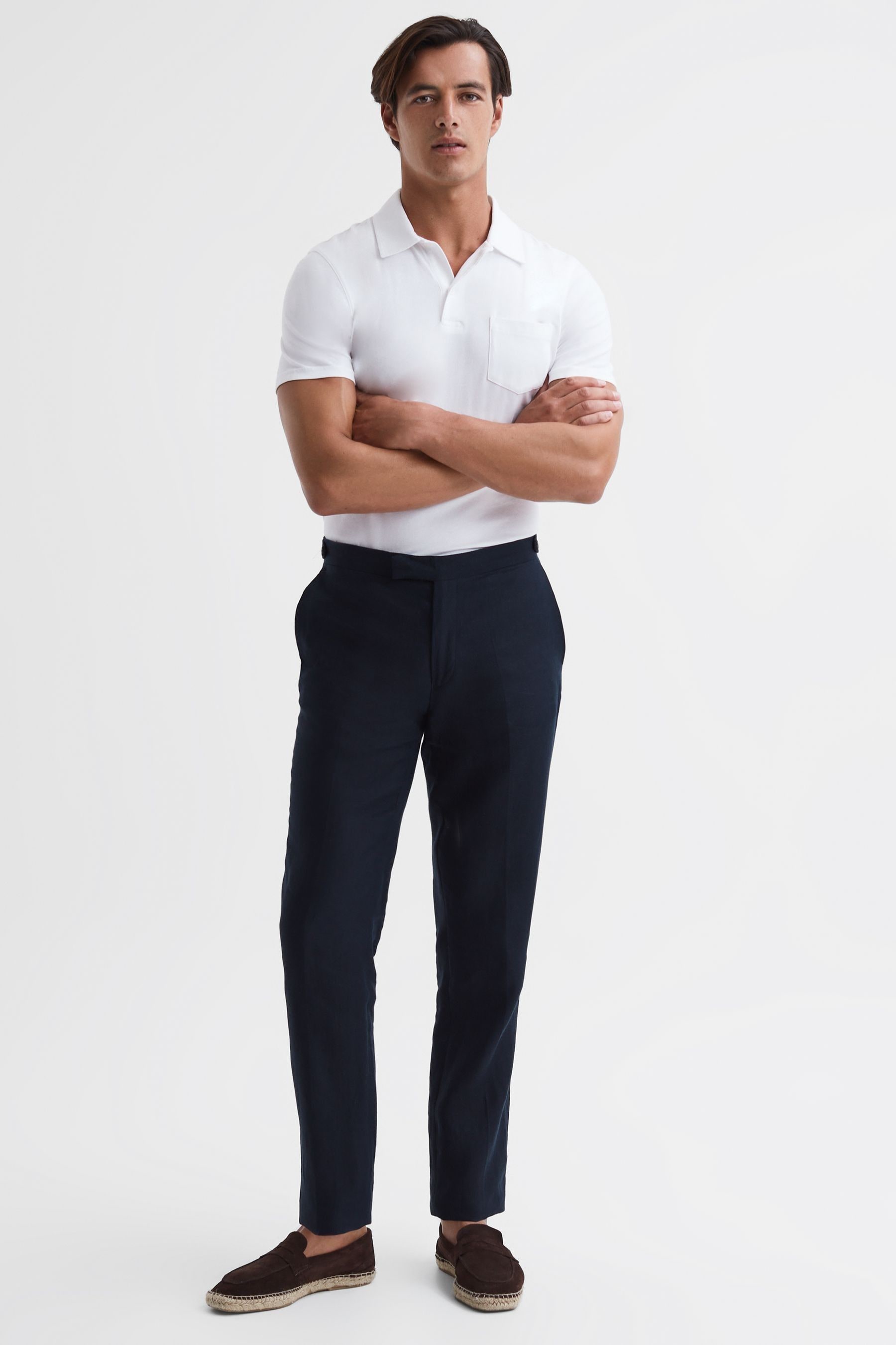 Reiss Mens White Austin Regular-fit Cotton-jersey Polo Shirt