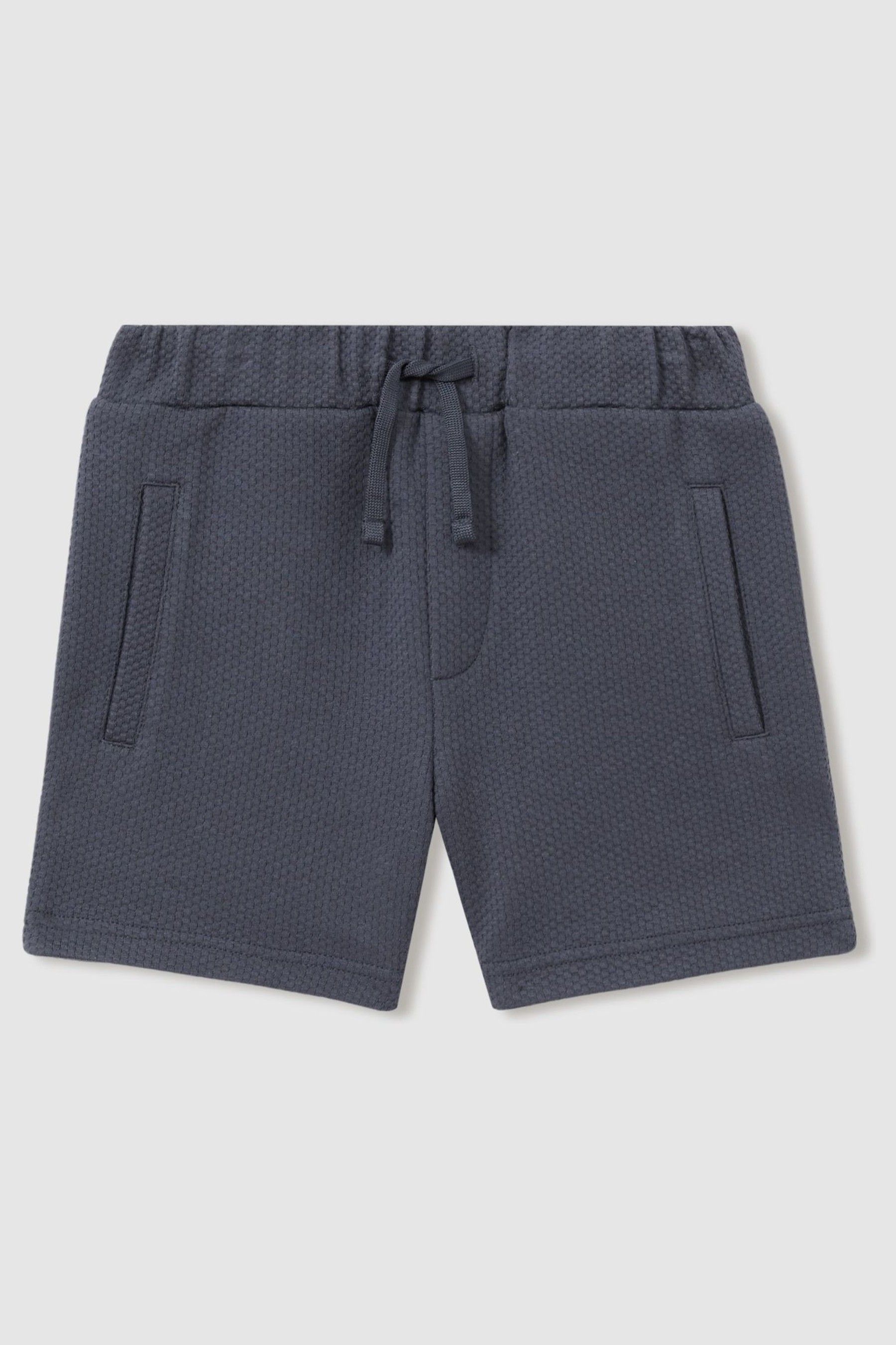 Reiss Steel Blue Robin Textured Drawstring Shorts In Steel Blue