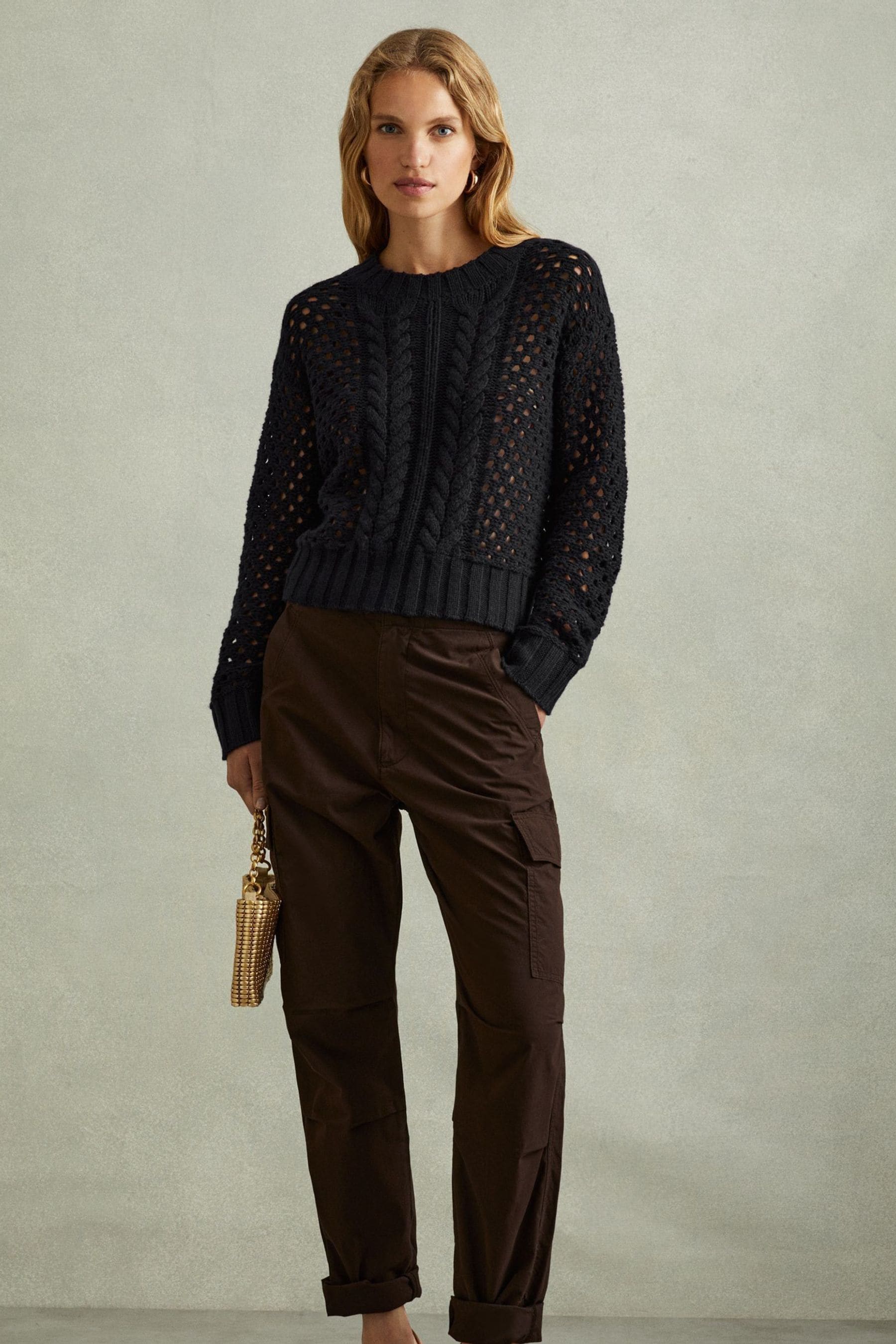 Marie - Navy Cable Knit...