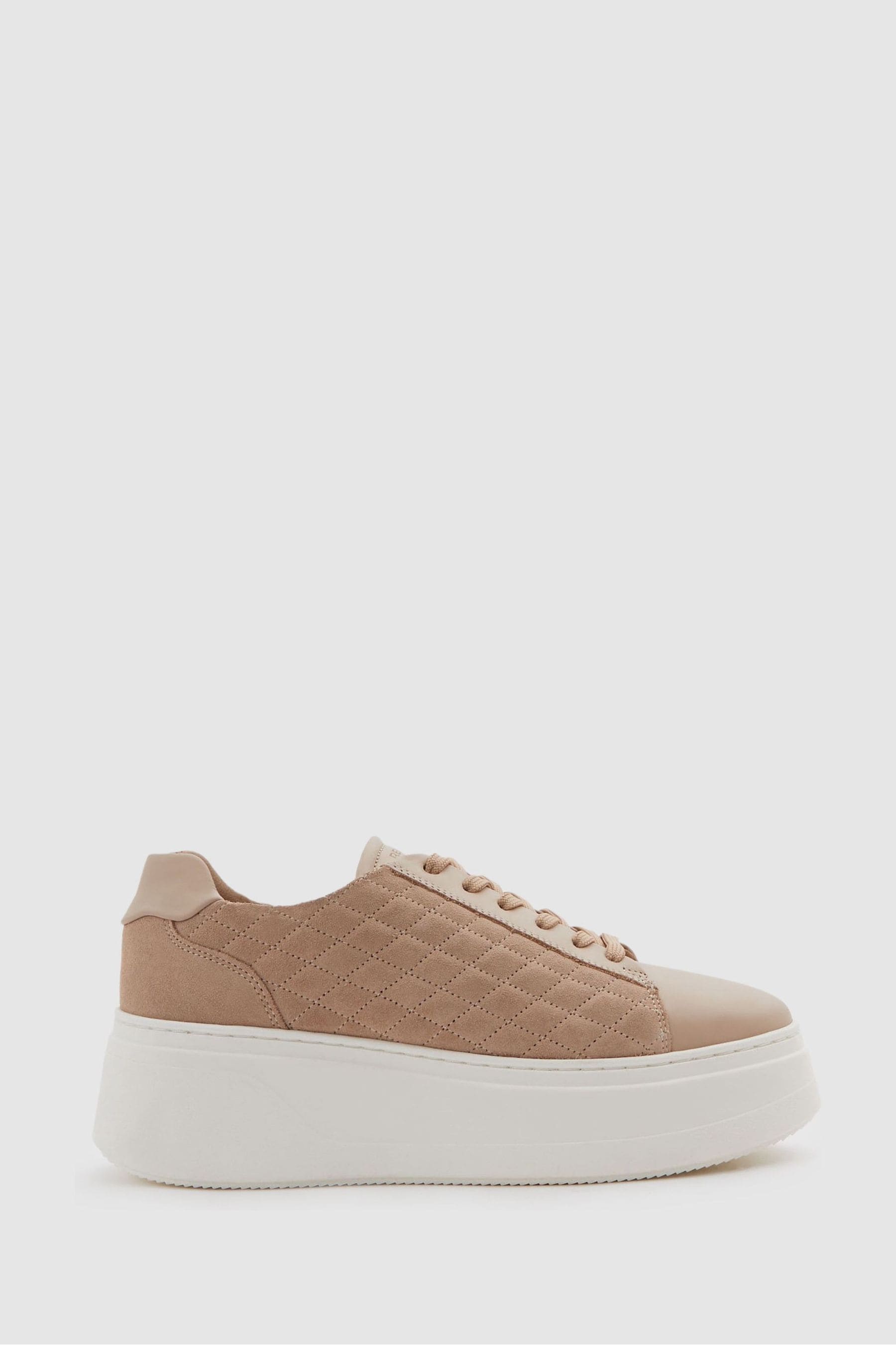 Shop Reiss Cassidy - Blush Leather Suede Lattice Trainers, Uk 5 Eu 38