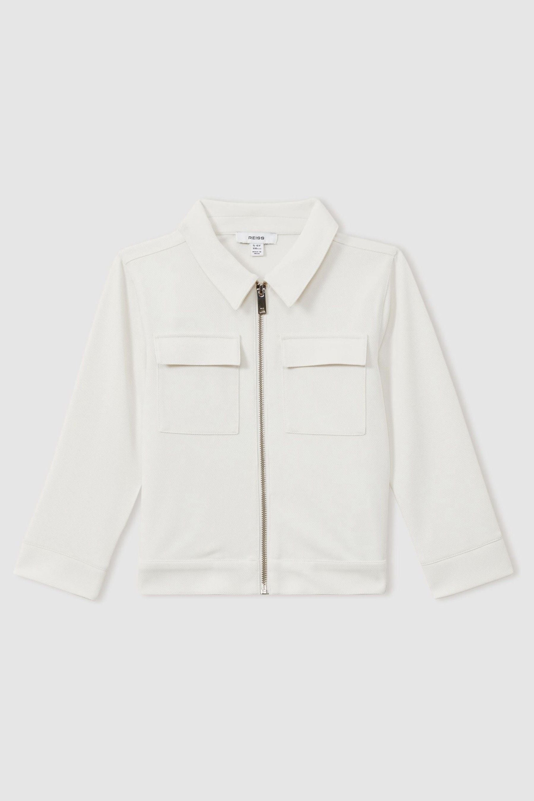 Reiss Off White Ventura Teen Twill Zip-front Jacket