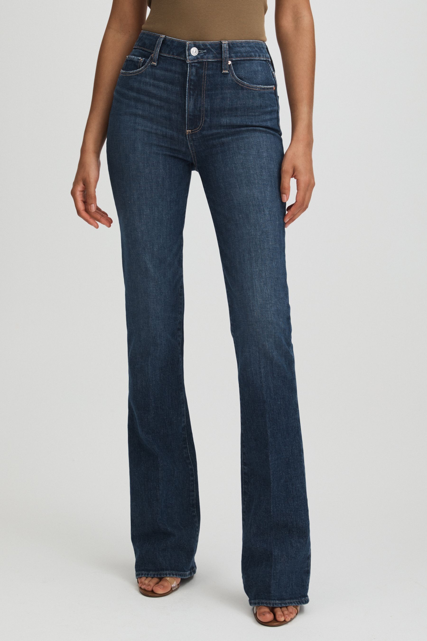 PAIGE PAIGE ANCIENT BLUE HIGH RISE FLARED JEANS
