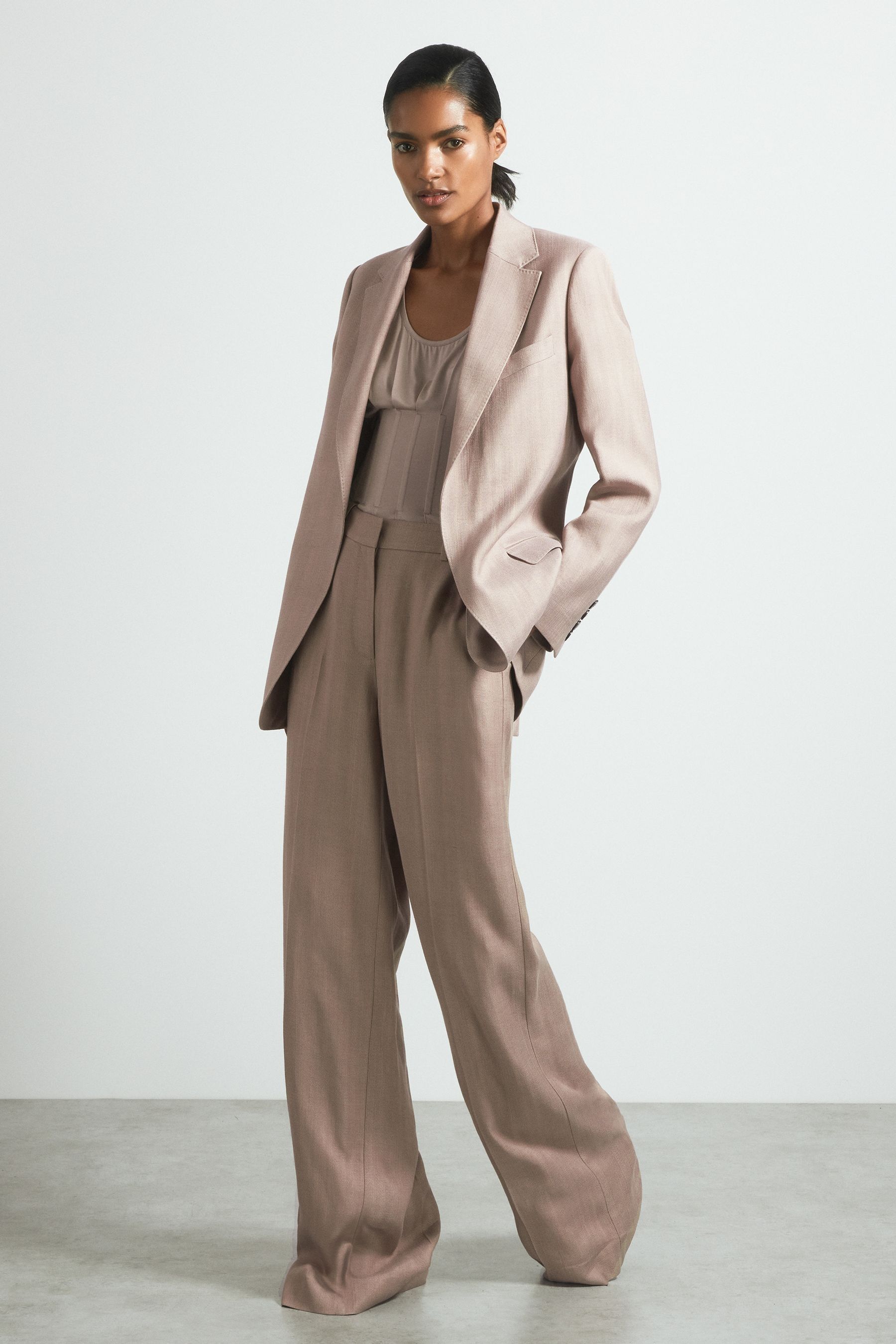 Atelier Tailored Double Breasted Suit Blazer In Pink